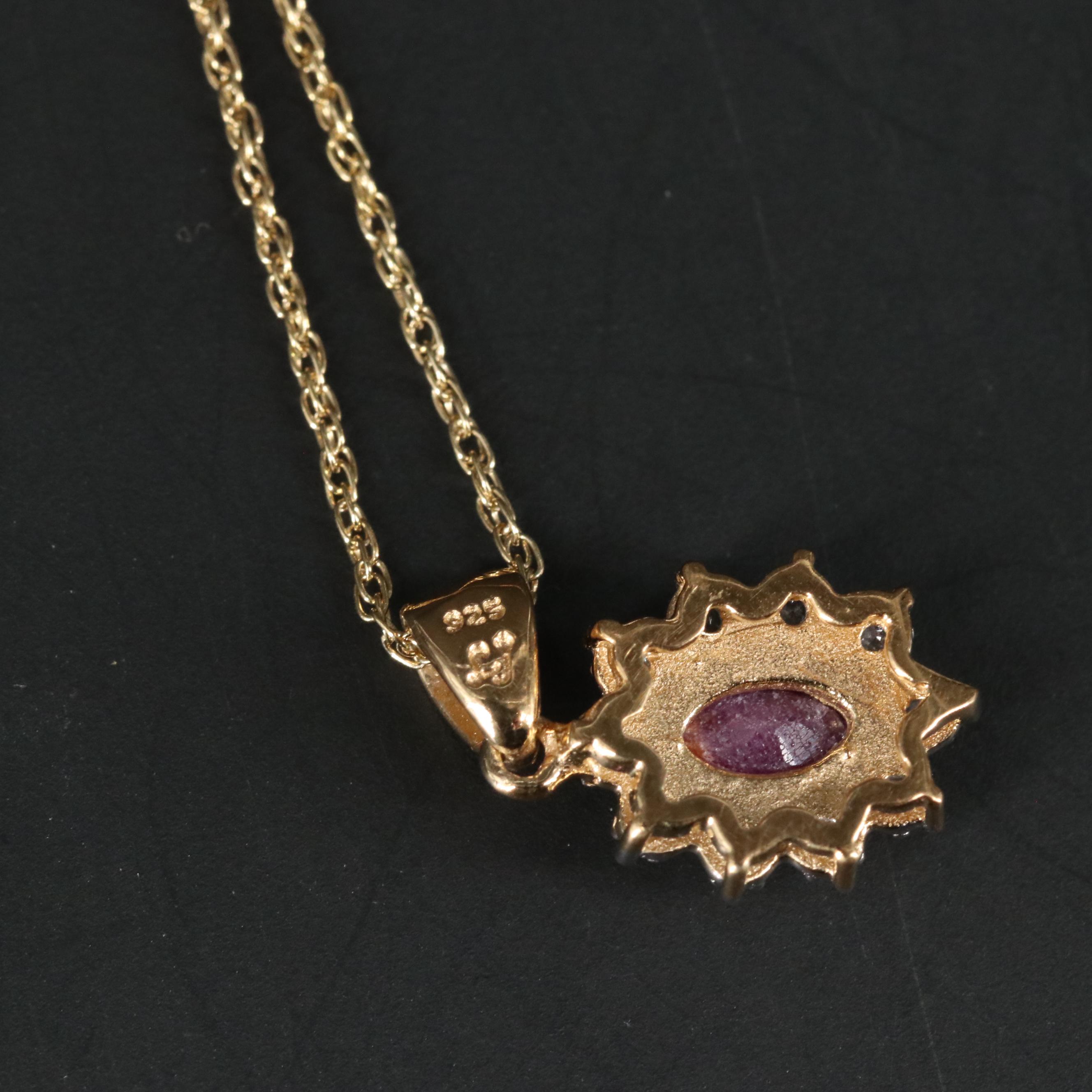 Sterling Silver Ruby and Topaz Pendant Necklace