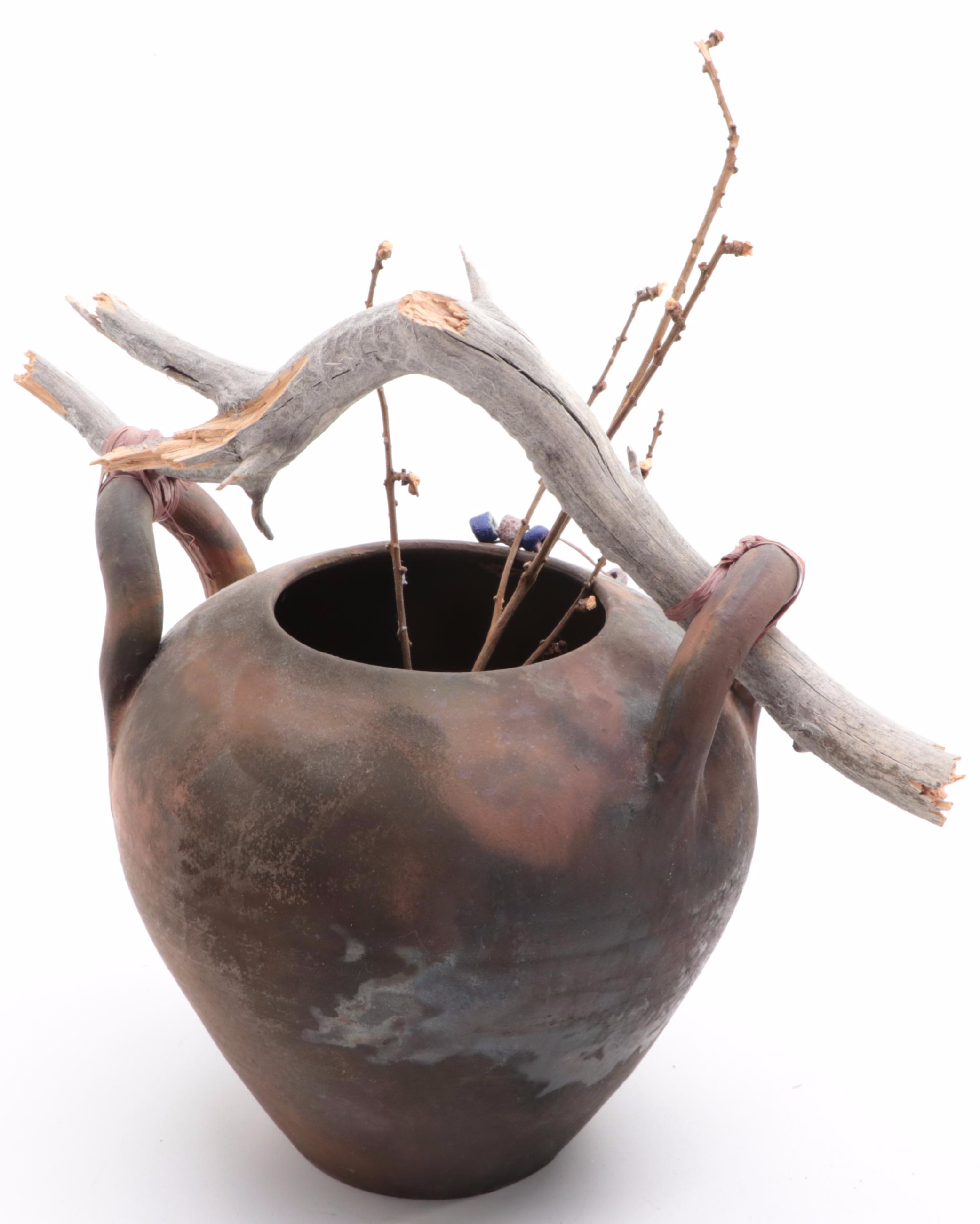 Barbara Heard Signed Pit Fired Ceramic Water Jar, Hickory Hill Basket and More