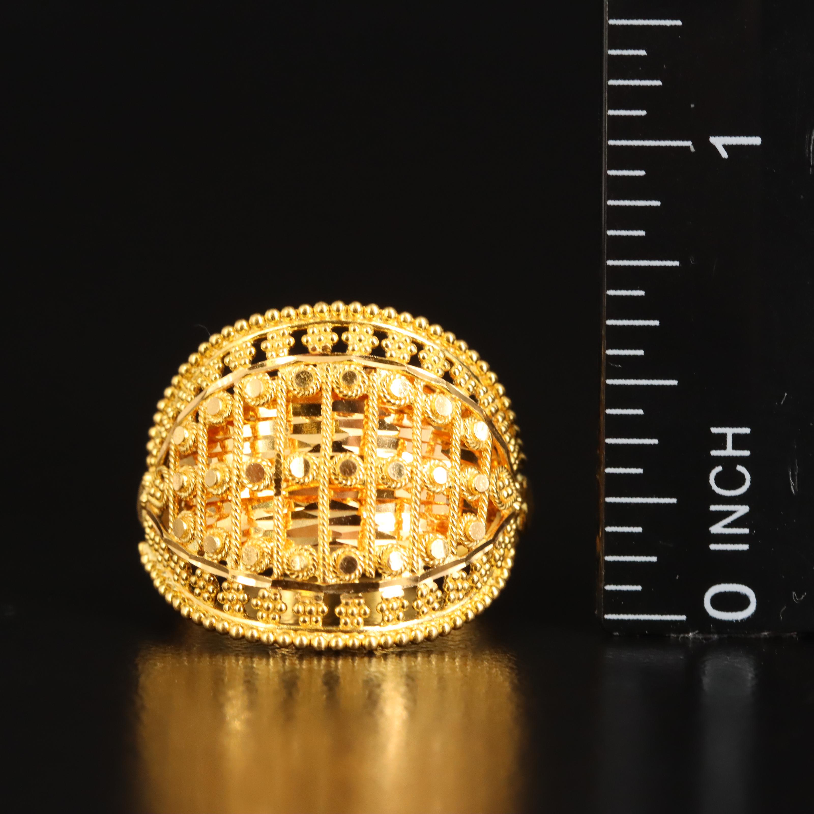 20K Ring with Granulated and Braid Detailing