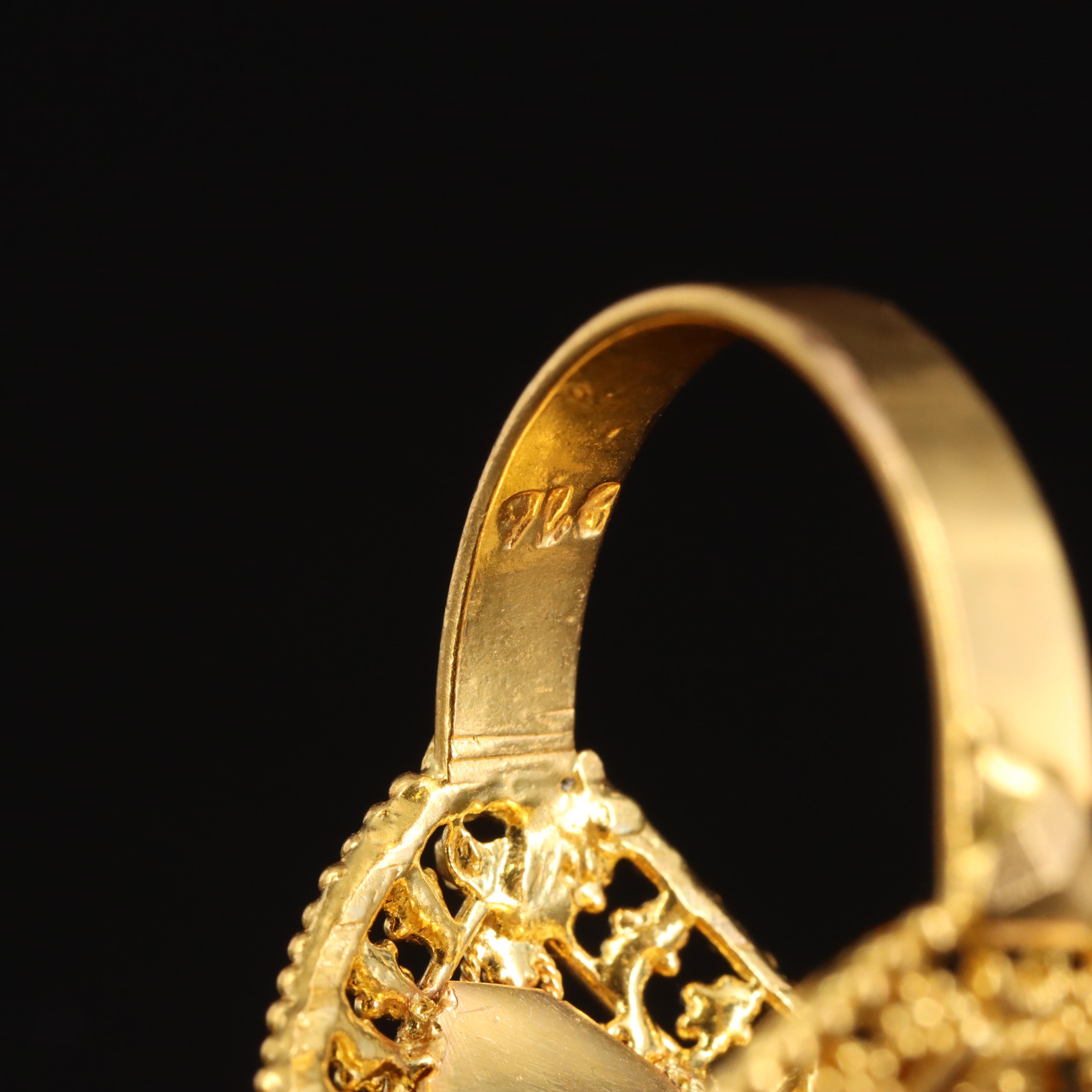 20K Ring with Granulated and Braid Detailing