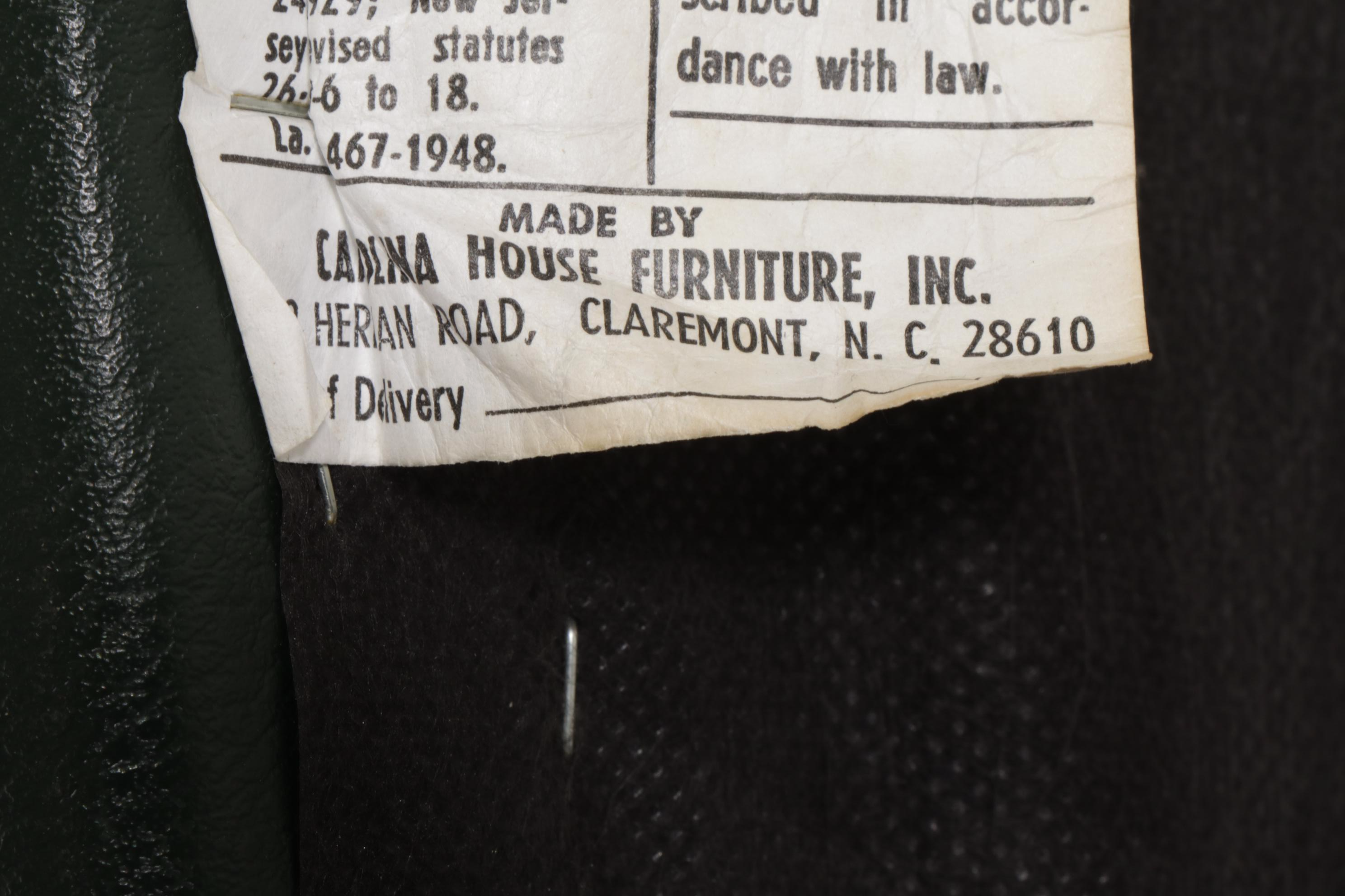 Pair of Carolina House Green Faux Leather Rolling Office Chairs