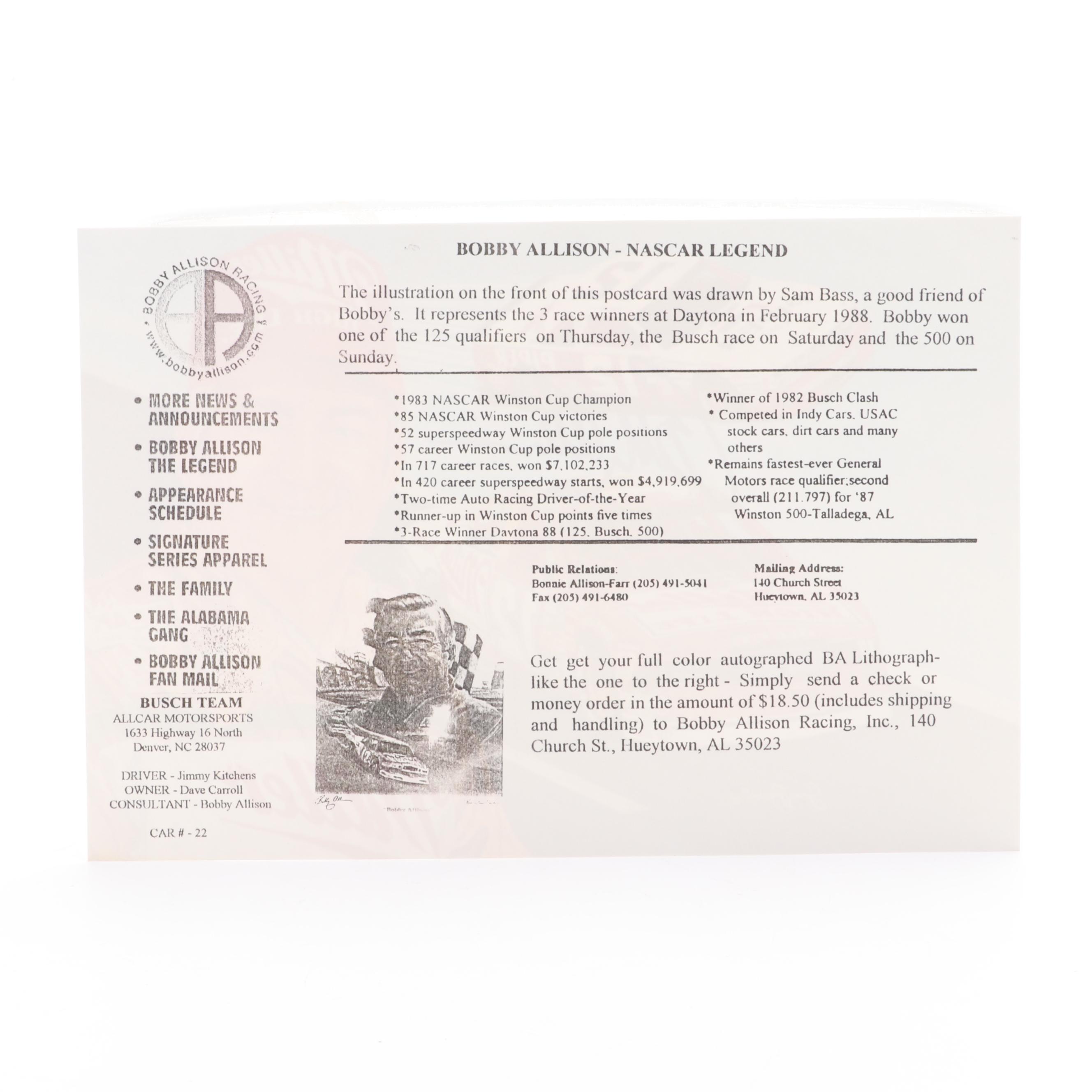 Bobby Allison Signed Giclée Print, "Remembering Davey" Book, More