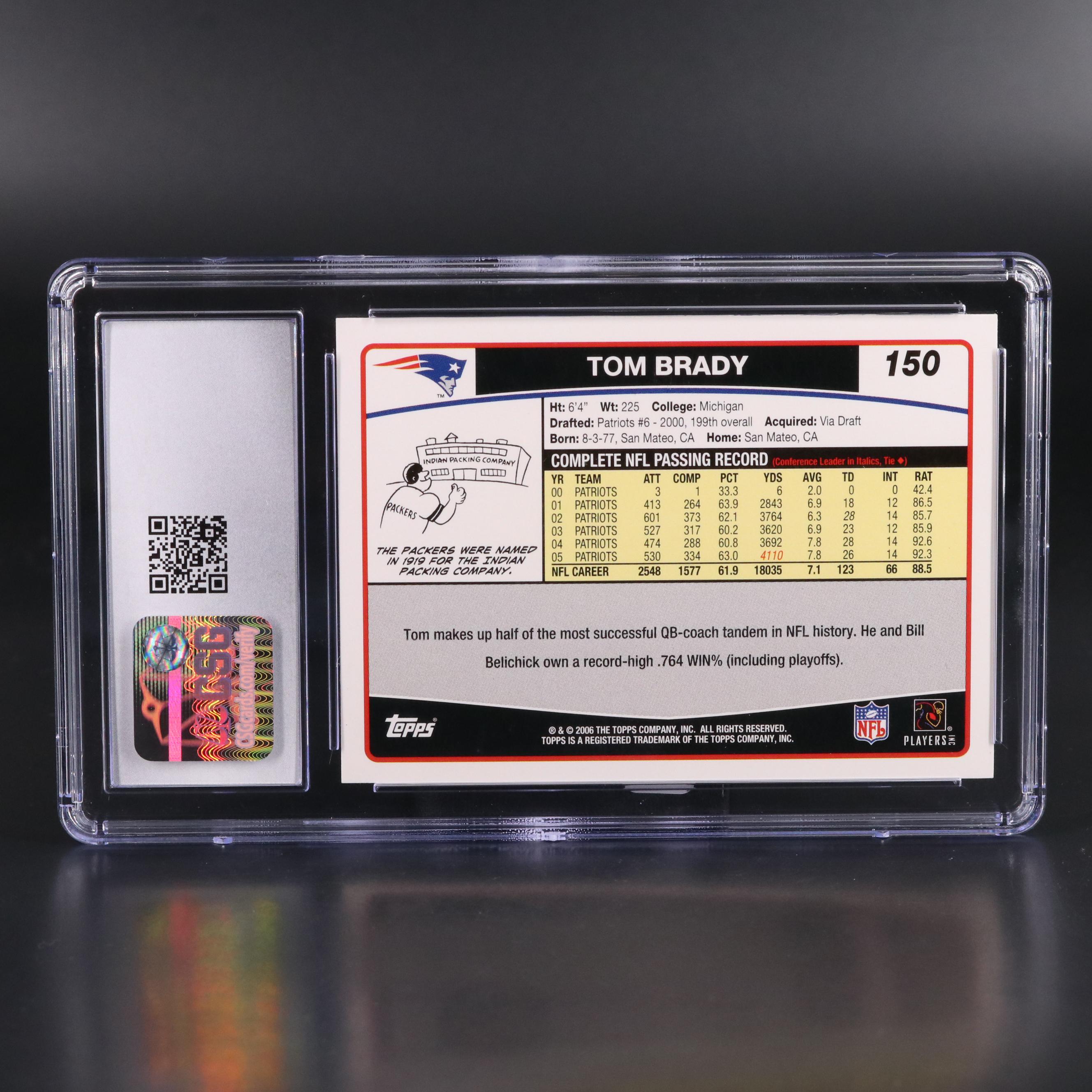 2006 Topps Tom Brady #150 Graded CSG 8.5 Mint Football Card