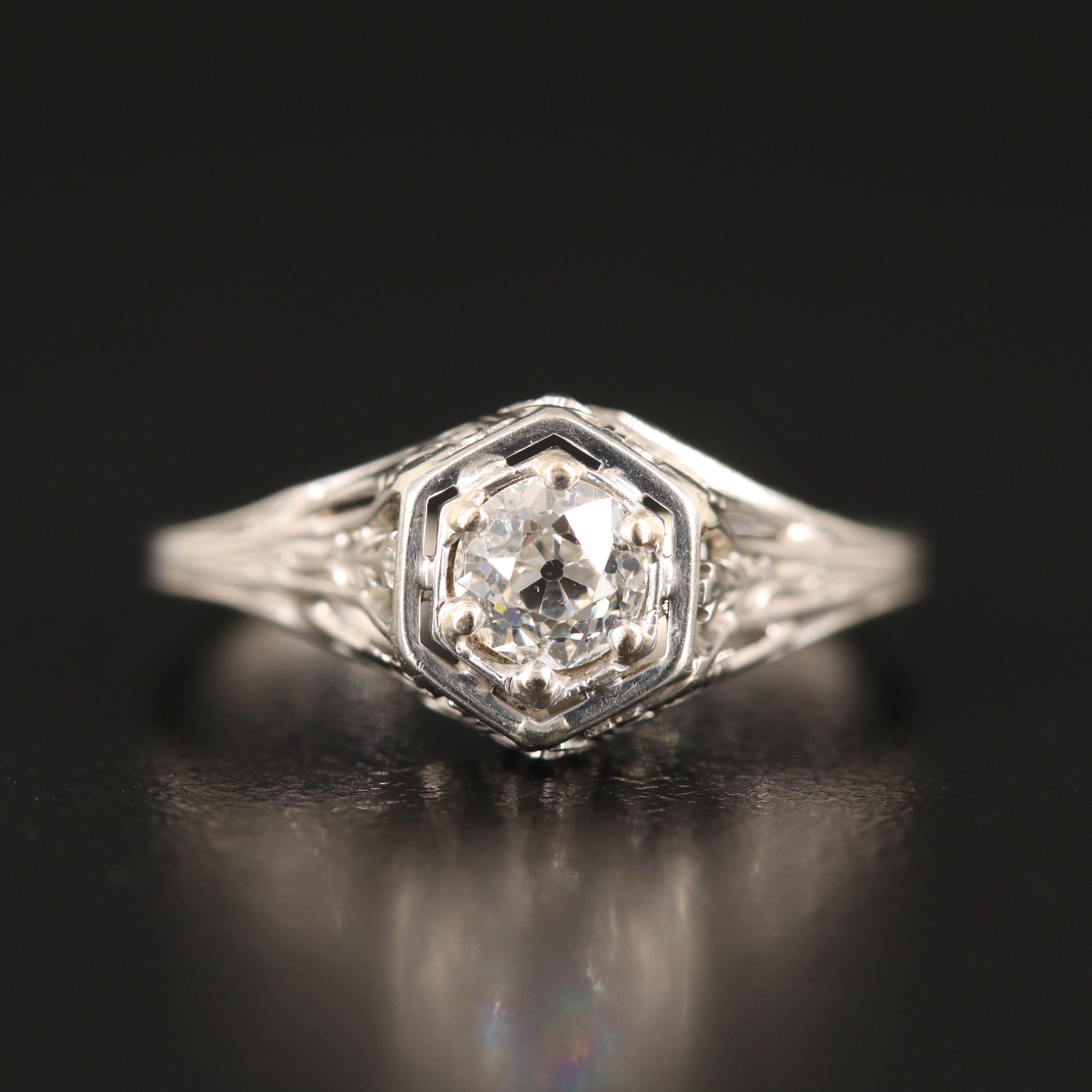Antique 18K 0.36 ct Diamond Solitaire Ring