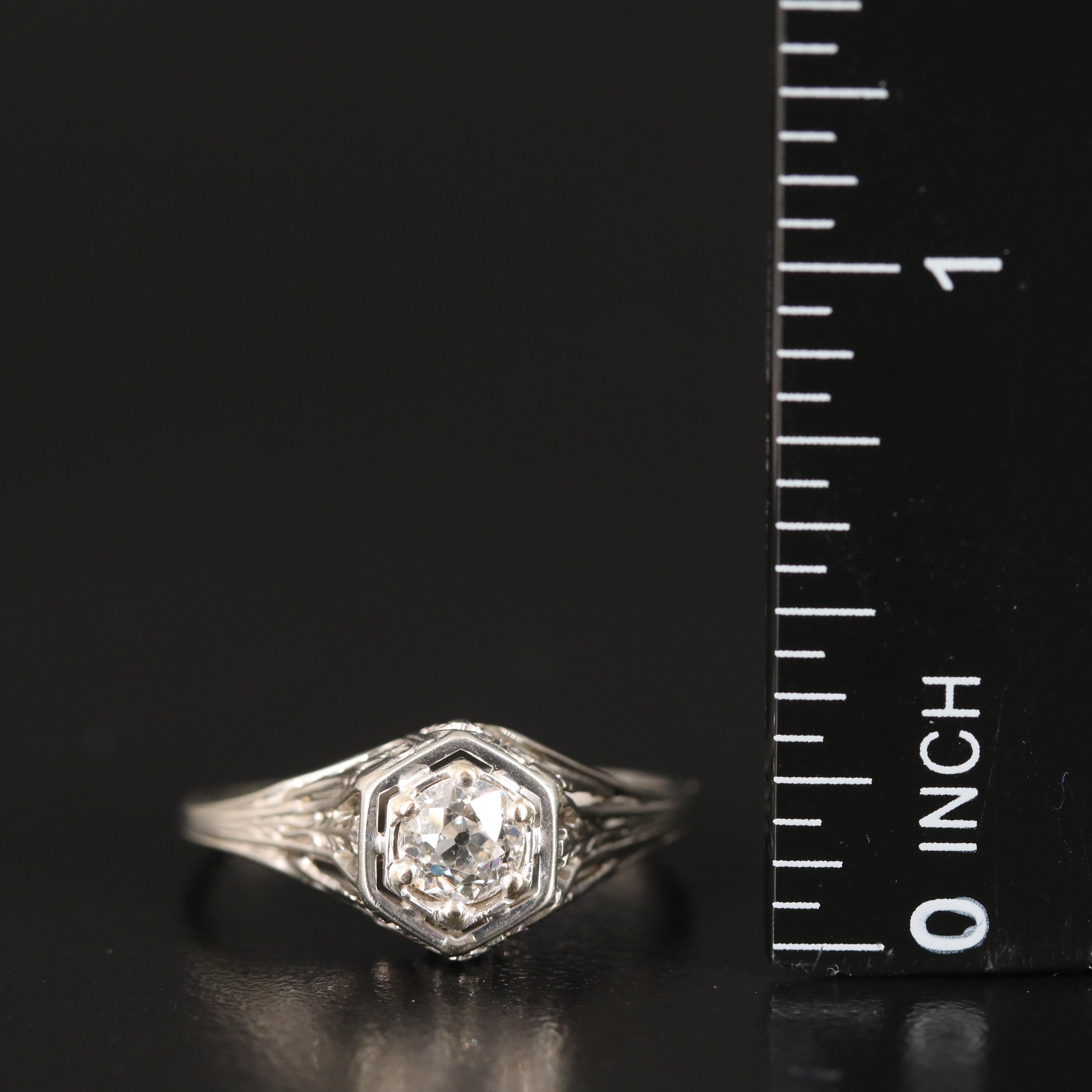 Antique 18K 0.36 ct Diamond Solitaire Ring