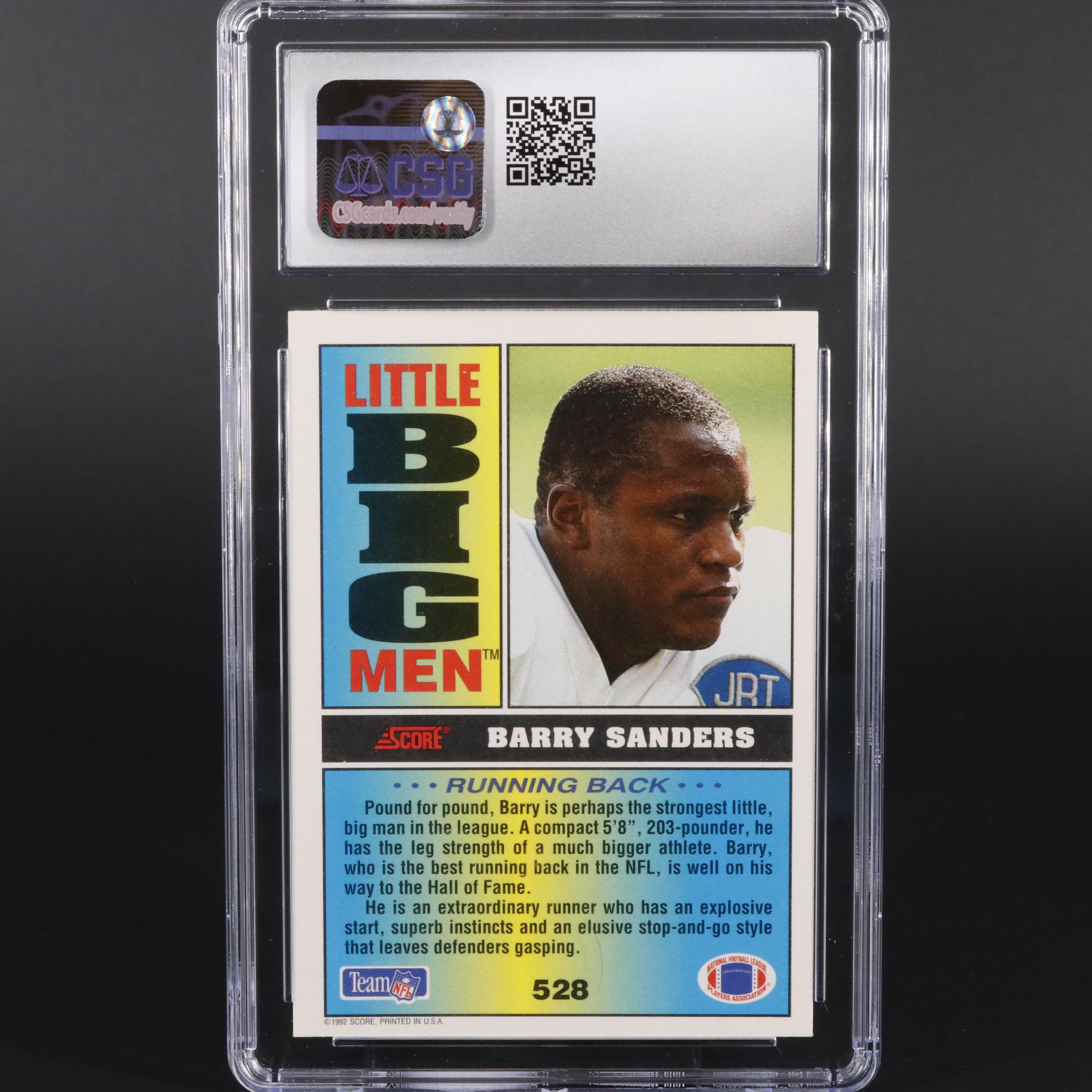 1992 Score Barry Sanders #528 Graded CSG 8 Mint Football Card