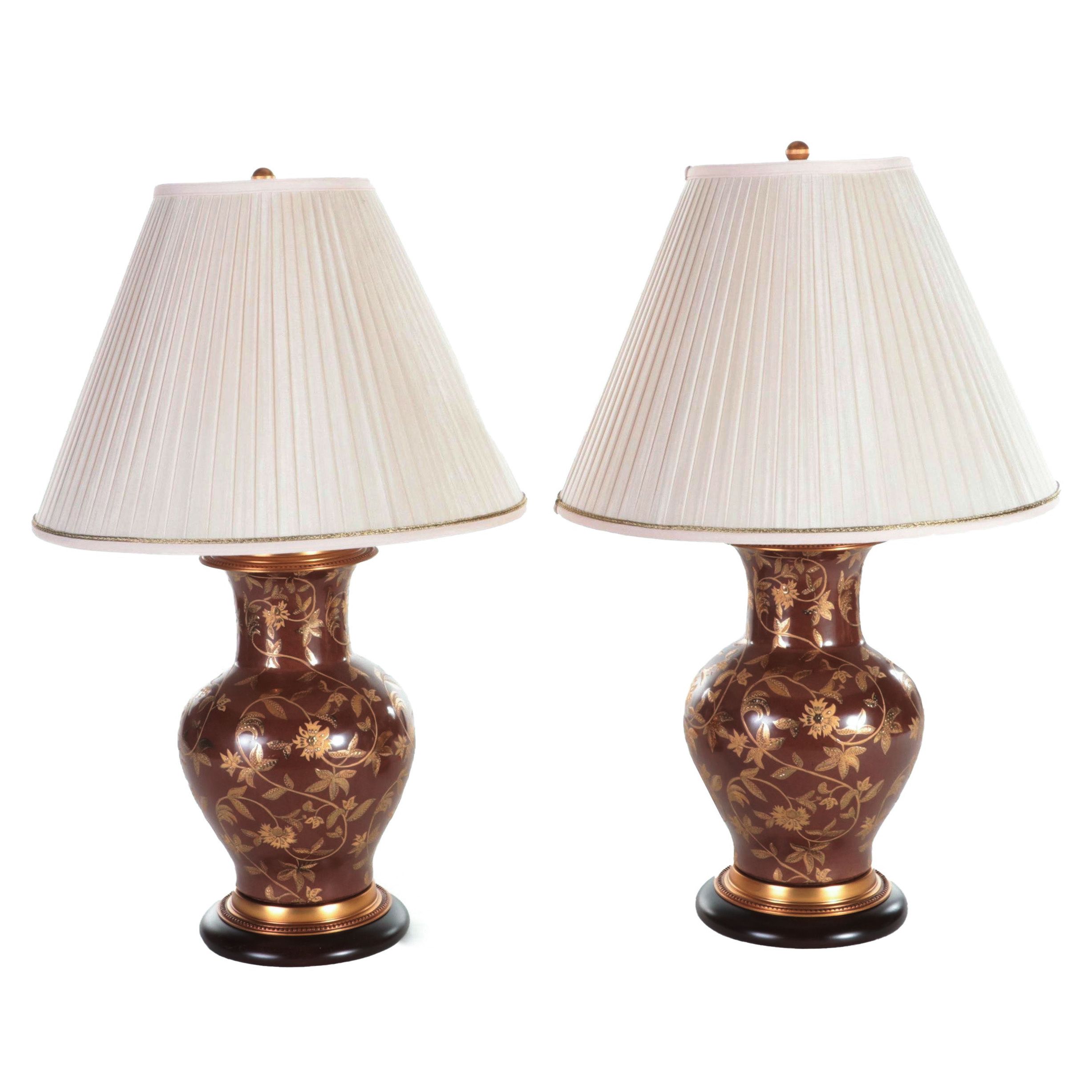 Pair of Frederick Cooper Ceramic Vase Table Lamps, Contemporary