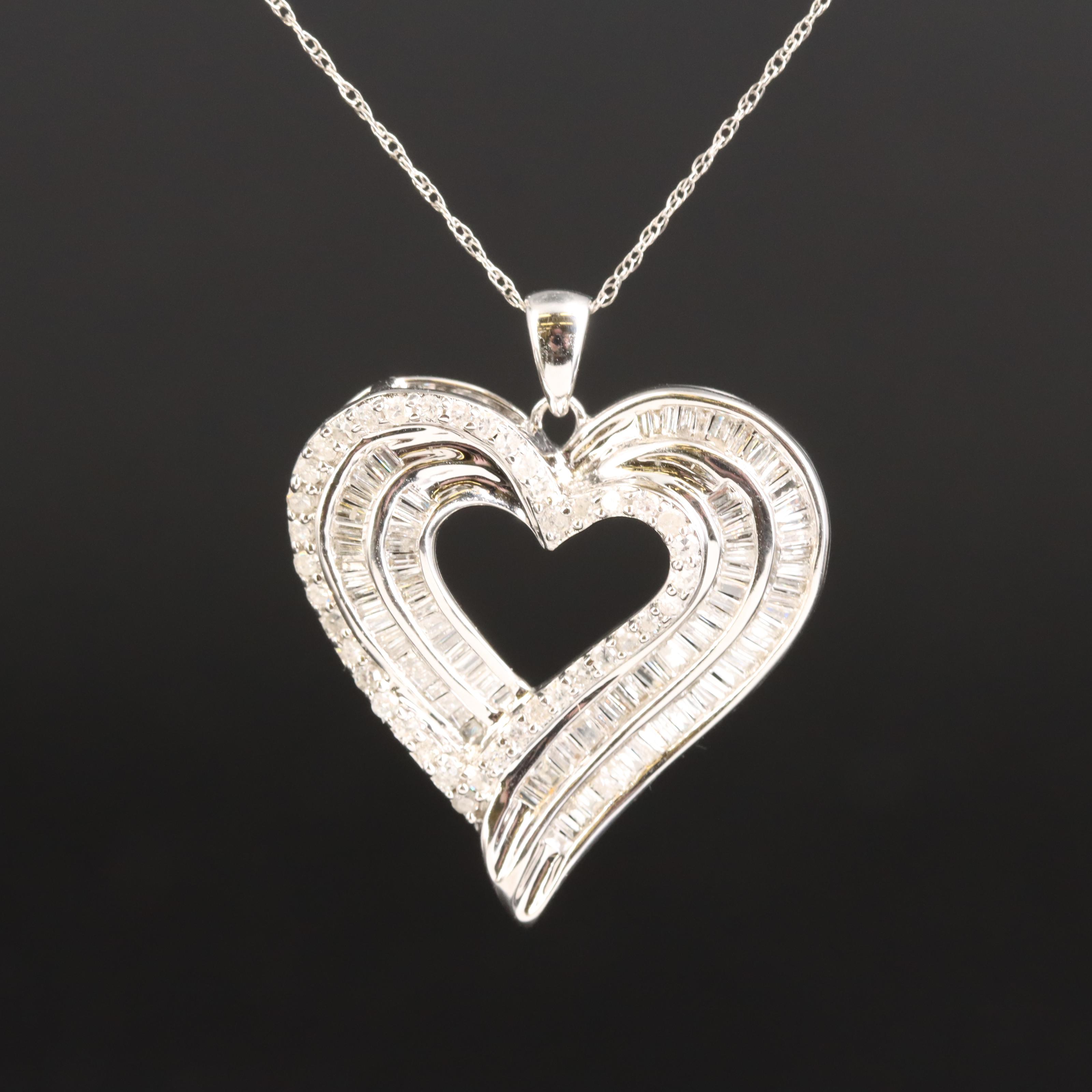 Sterling 1.53 CTW Diamond Heart on 10K Chain