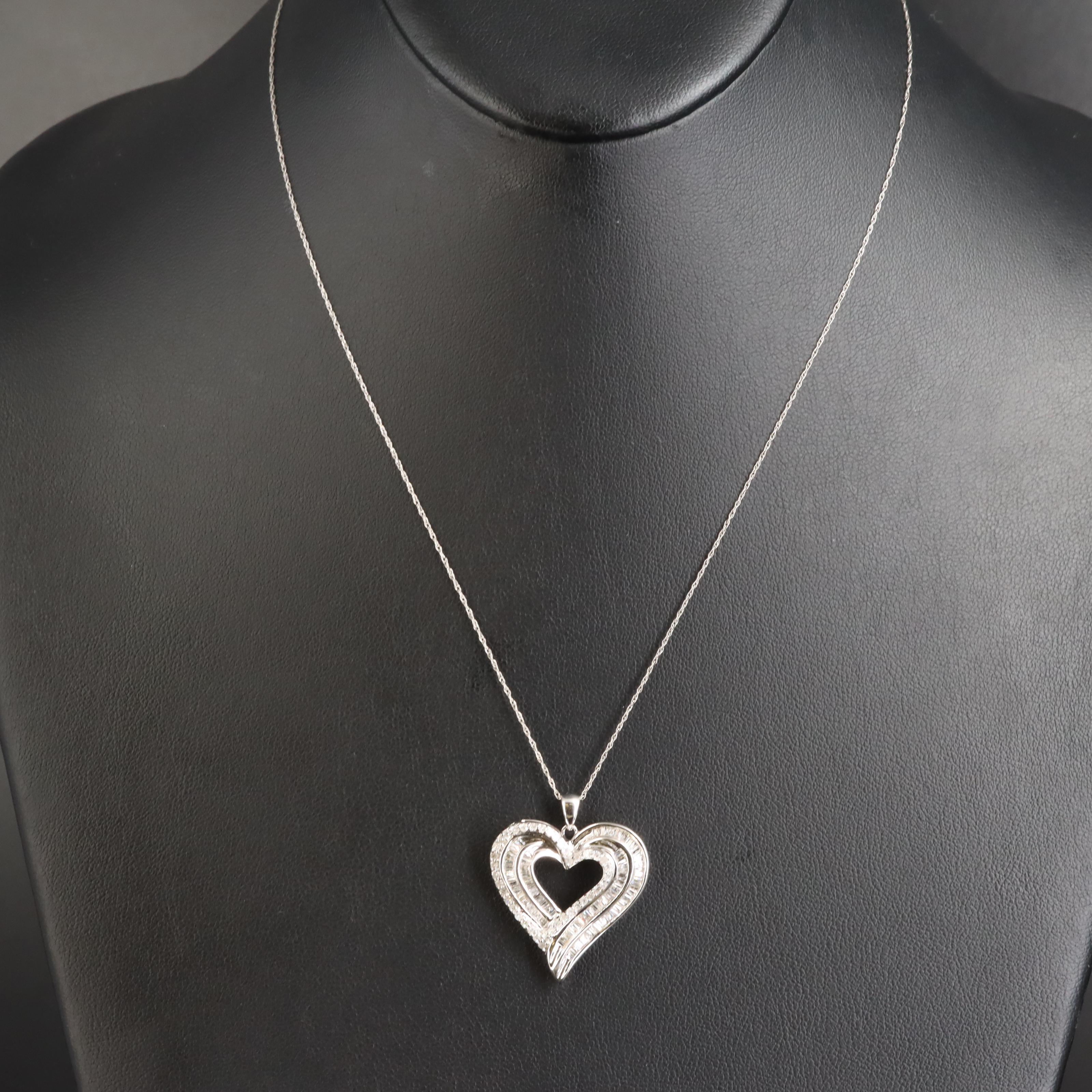 Sterling 1.53 CTW Diamond Heart on 10K Chain