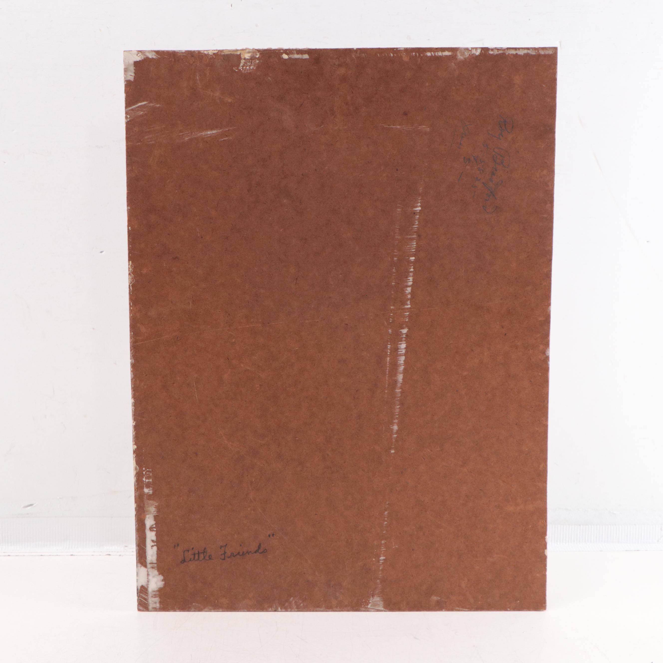 Helen Bradford Oil Painting "Little Friends," Mid-20th Century