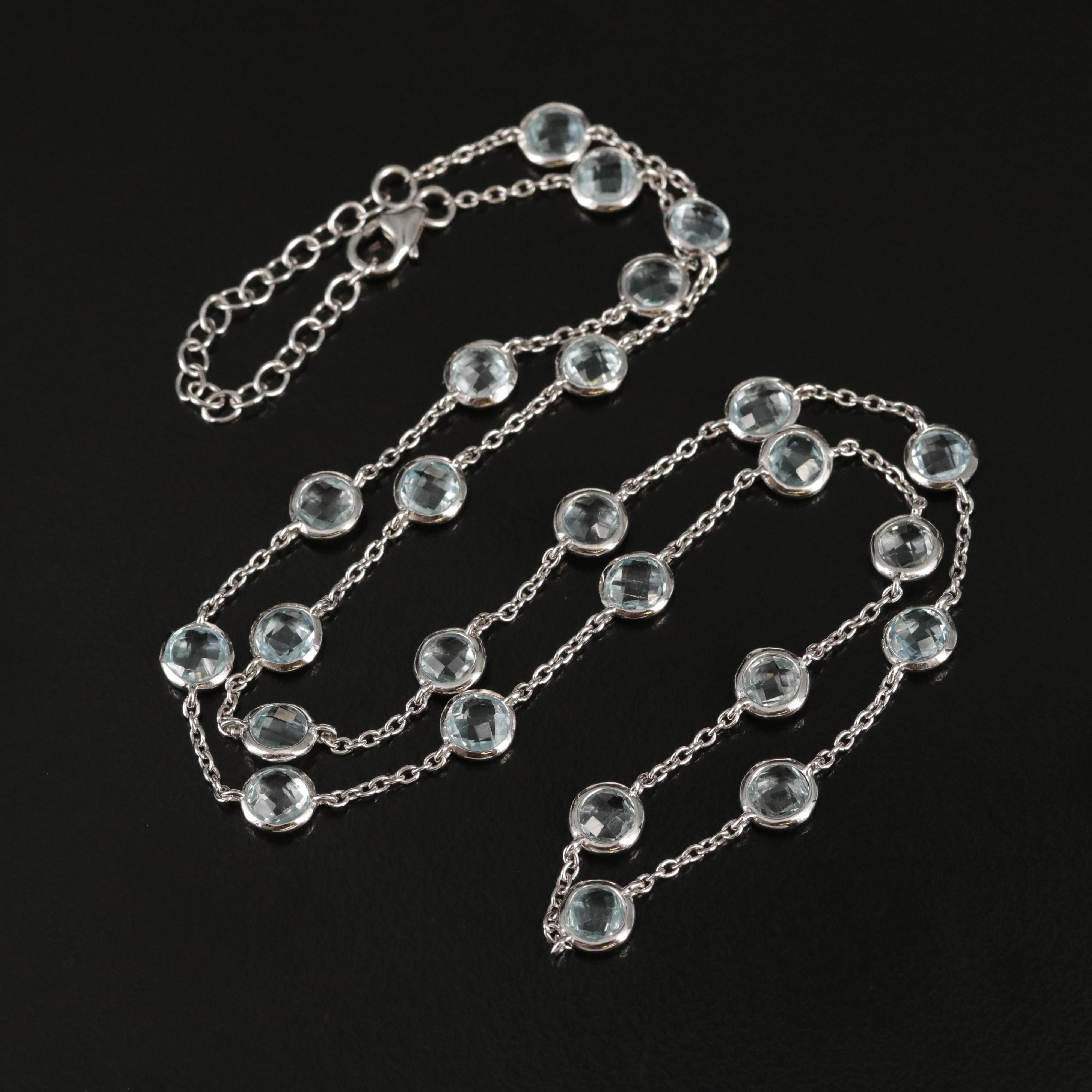 Sterling Sky Blue Topaz Station Necklace