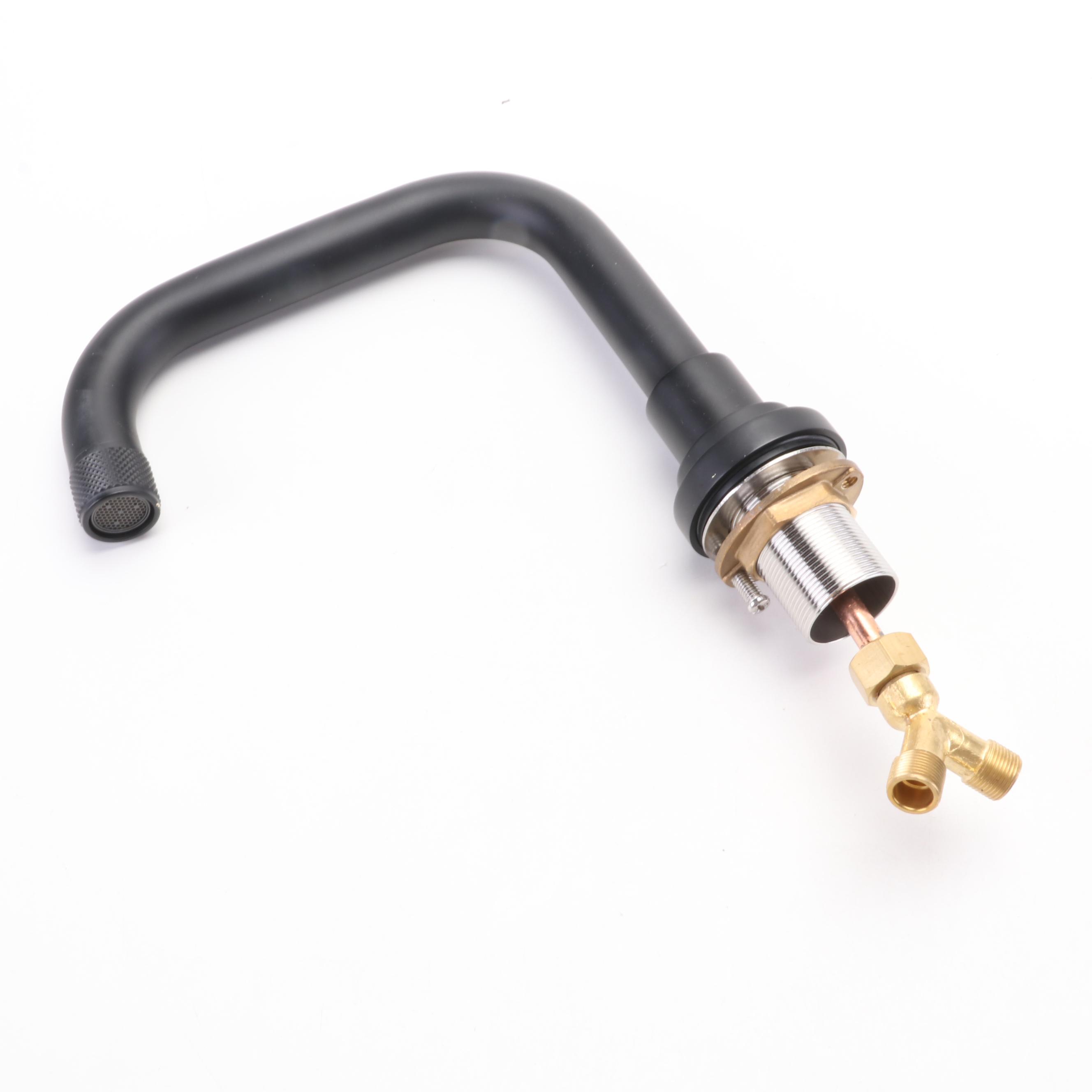 Marble Oval Sink, Matte Black Extended Press Pop-Up Drain and Widespread Faucet