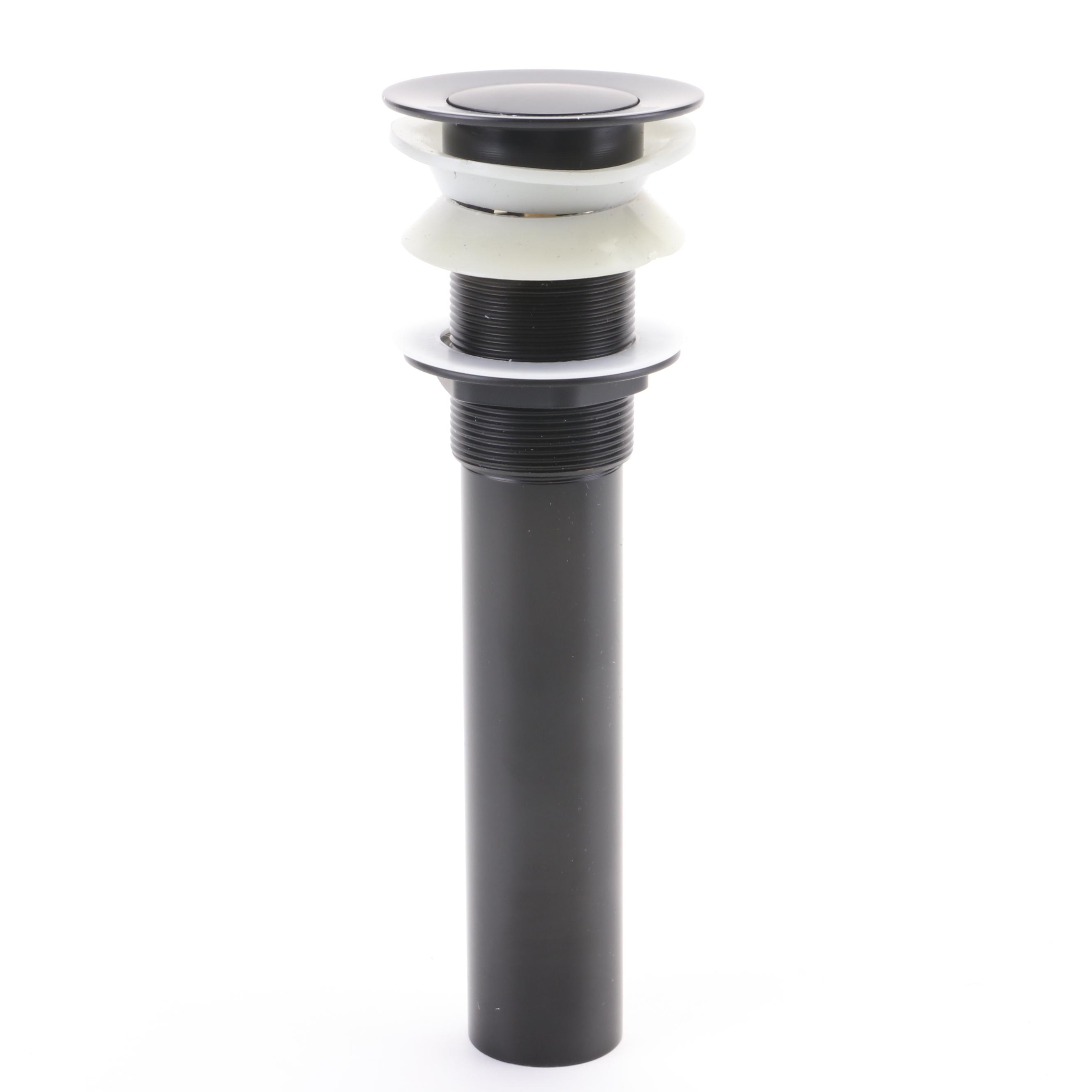 Marble Oval Sink, Matte Black Extended Press Pop-Up Drain and Widespread Faucet