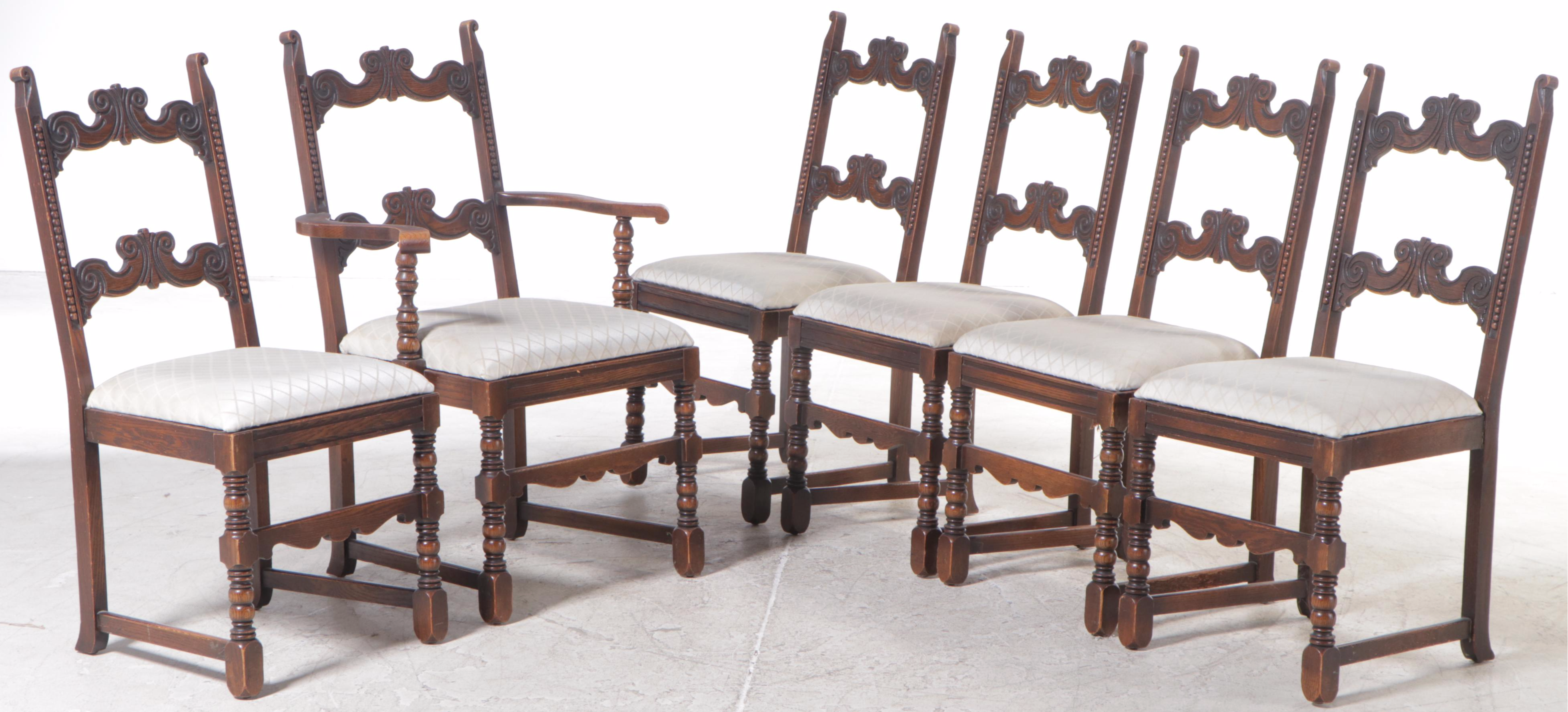 Jacobean Style Oak Dining Set, 1930s