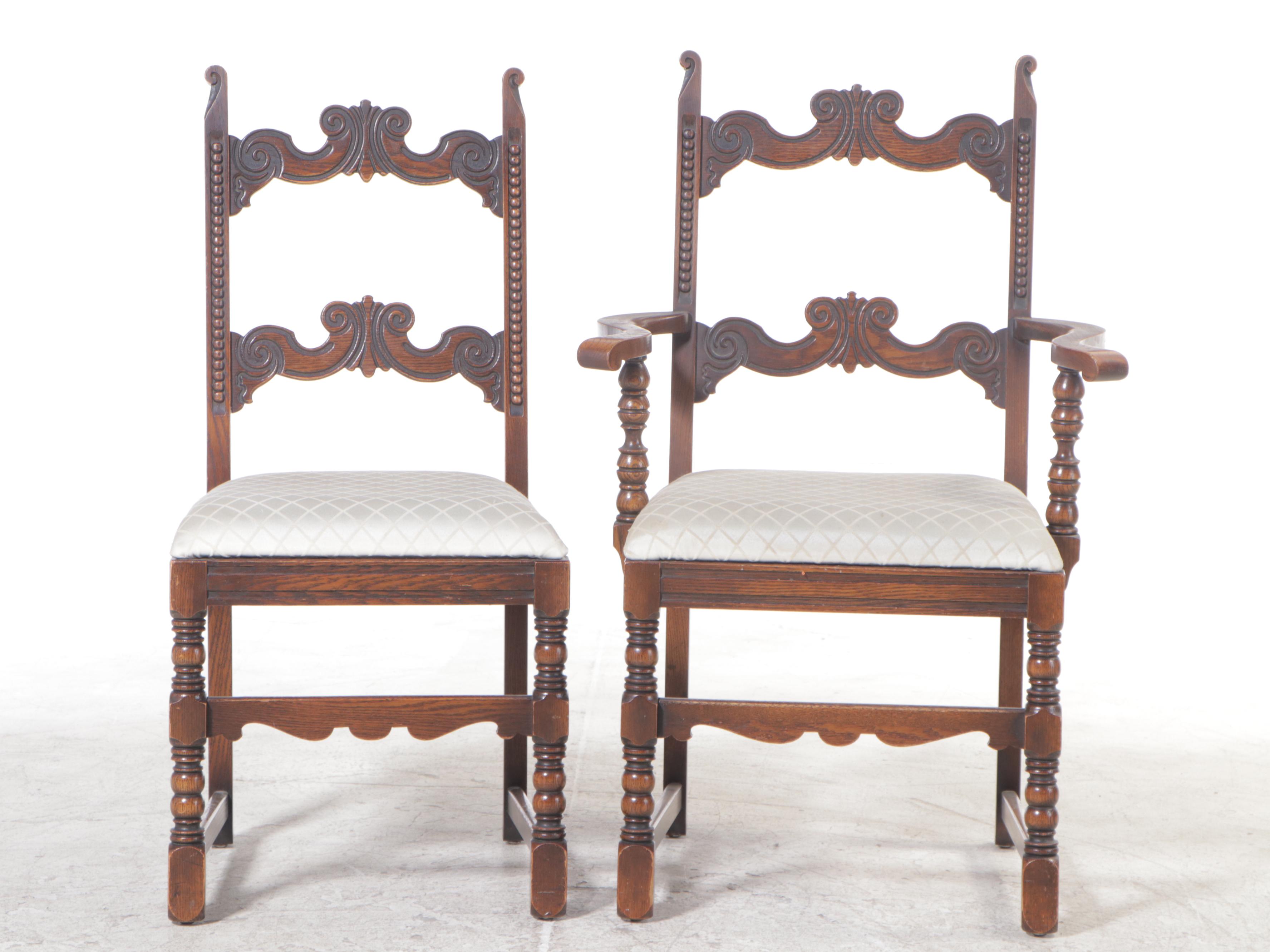 Jacobean Style Oak Dining Set, 1930s