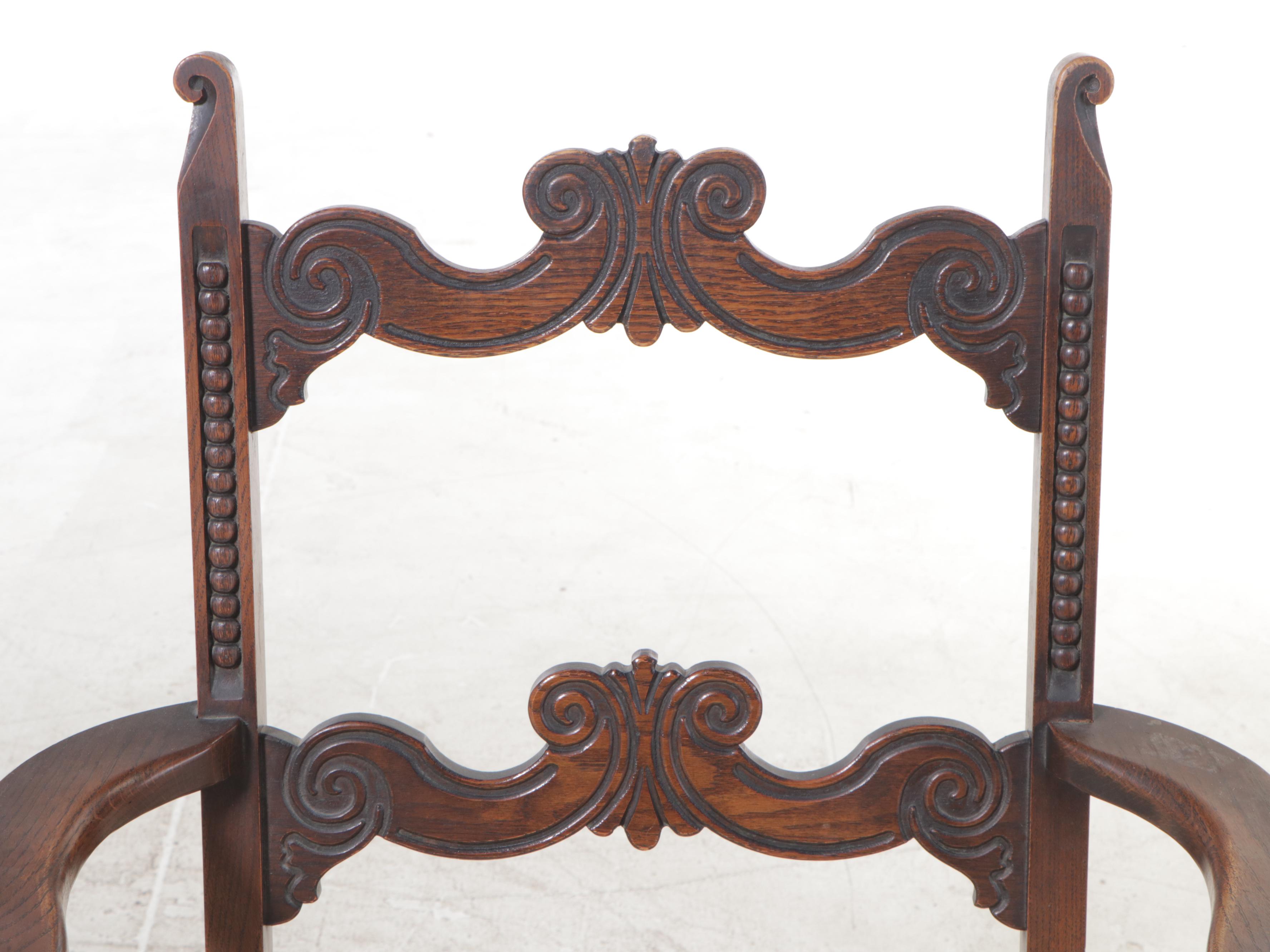 Jacobean Style Oak Dining Set, 1930s