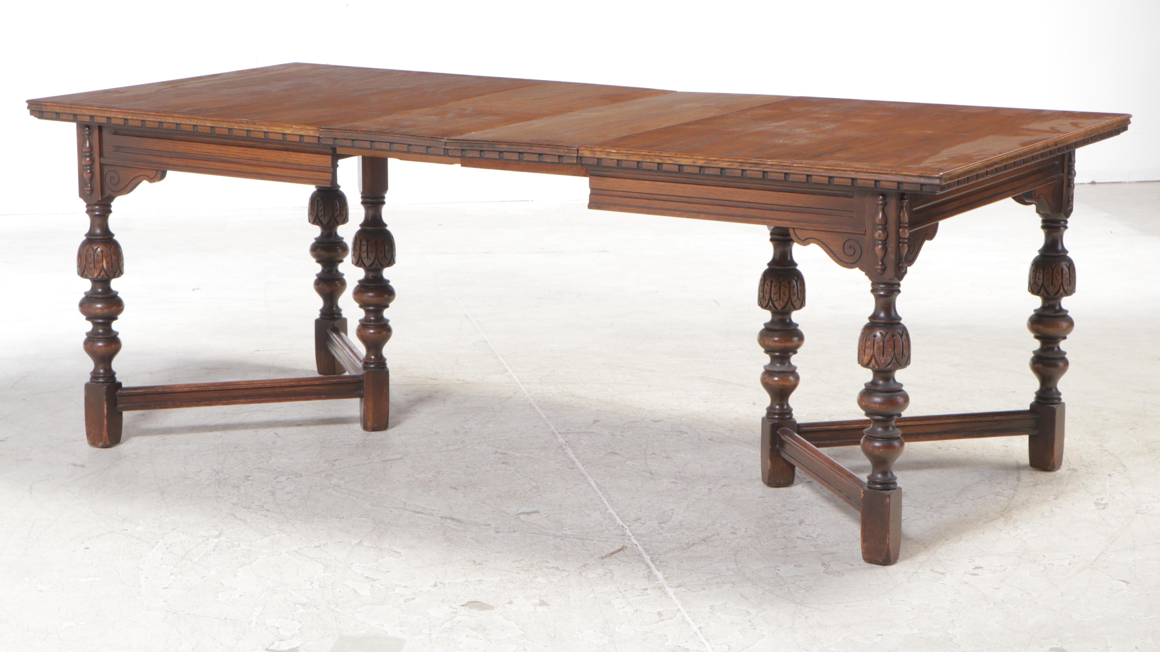Jacobean Style Oak Dining Set, 1930s
