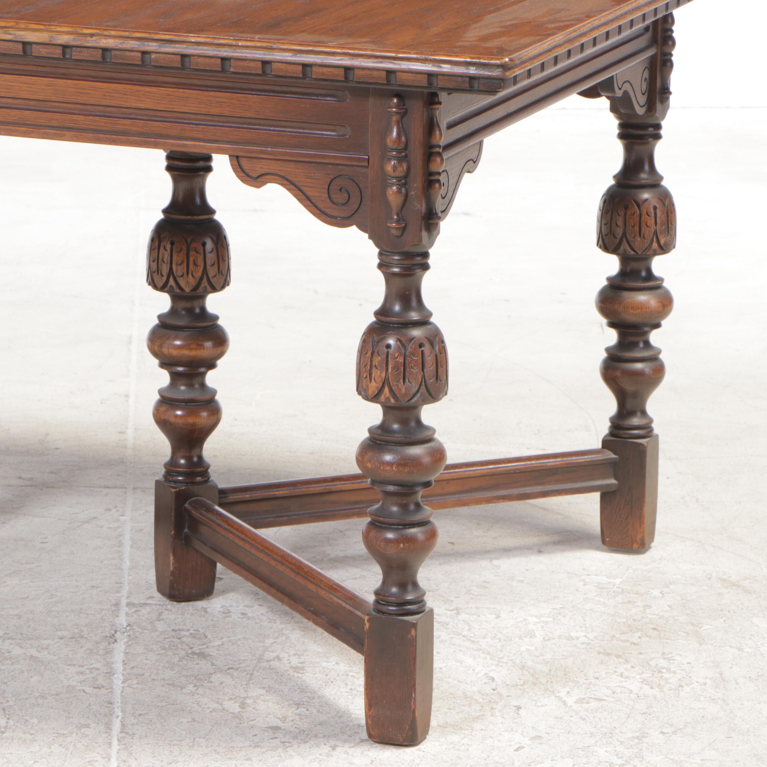 Jacobean Style Oak Dining Set, 1930s