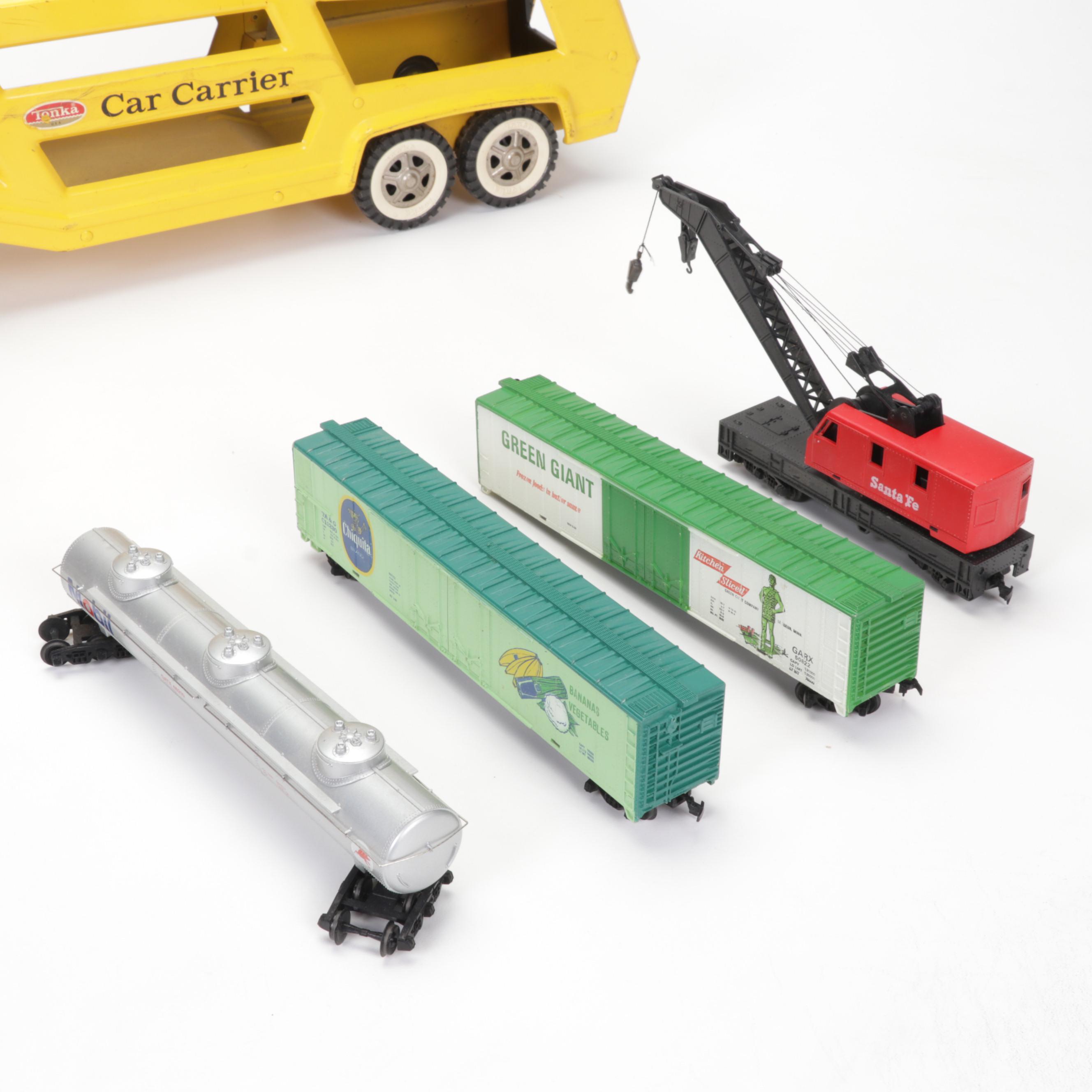 Tonka Car Carrier, Tyco Model Train Cars, and More Toy Vehicles