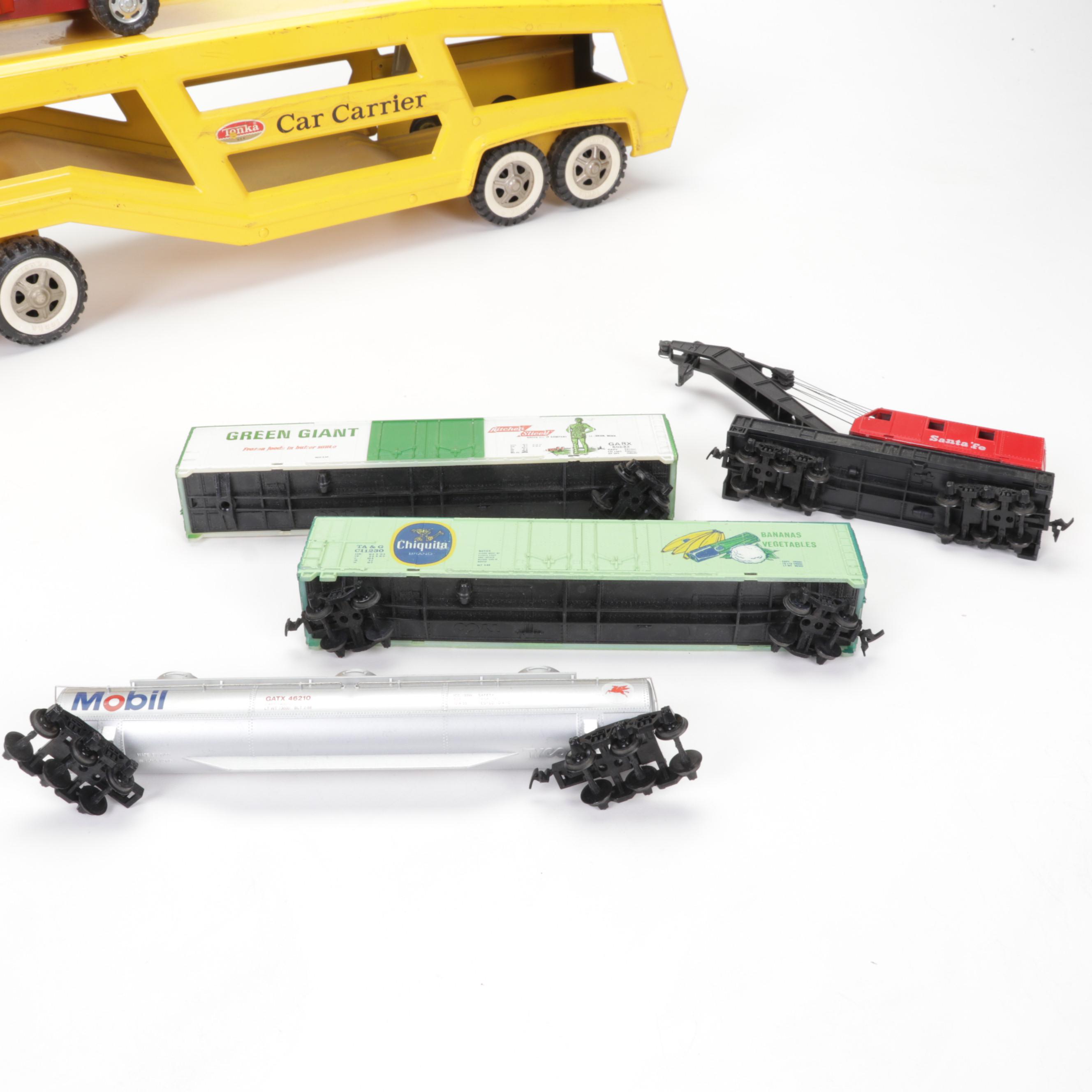 Tonka Car Carrier, Tyco Model Train Cars, and More Toy Vehicles