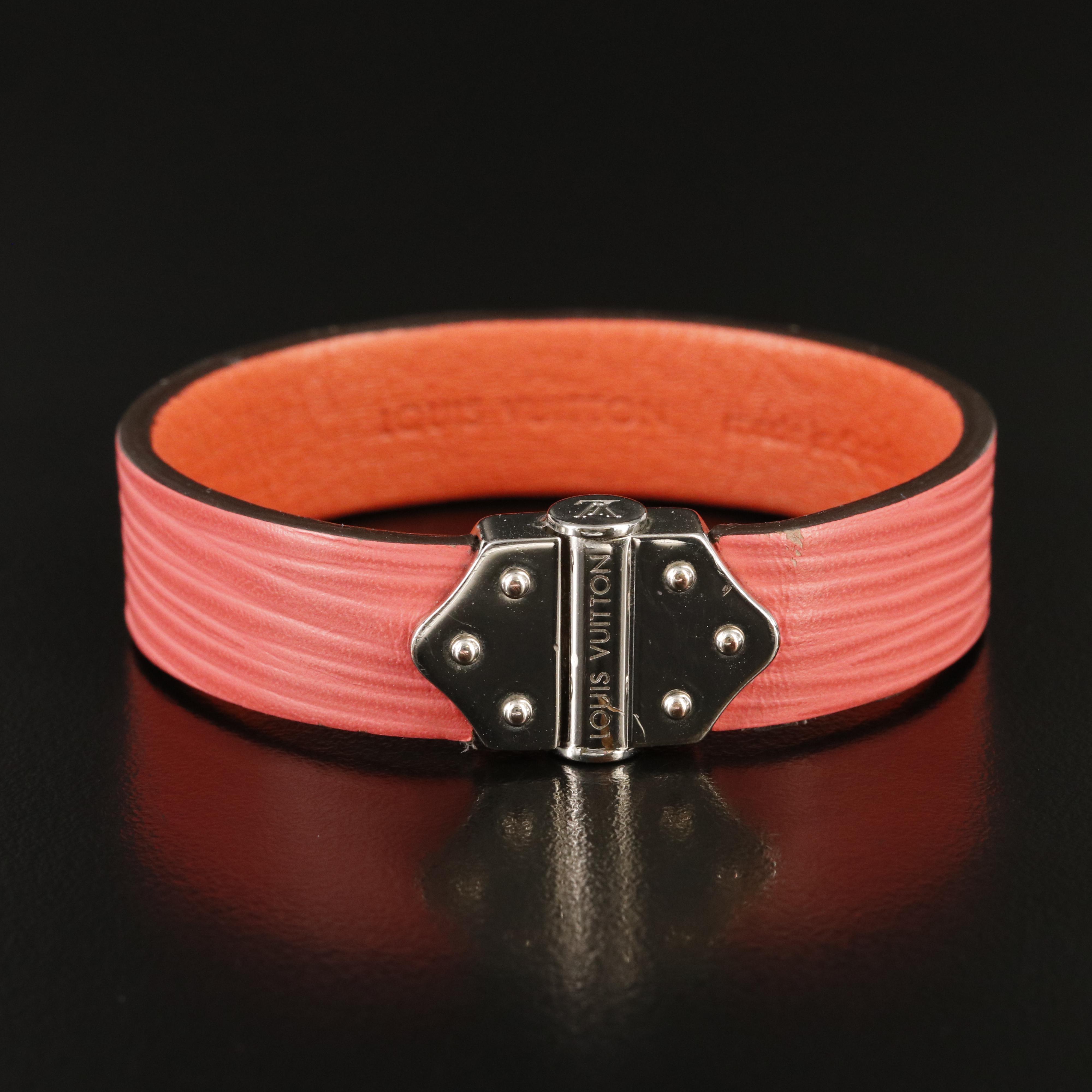 Louis Vuitton Leather Epi Spirit Bracelet Corail