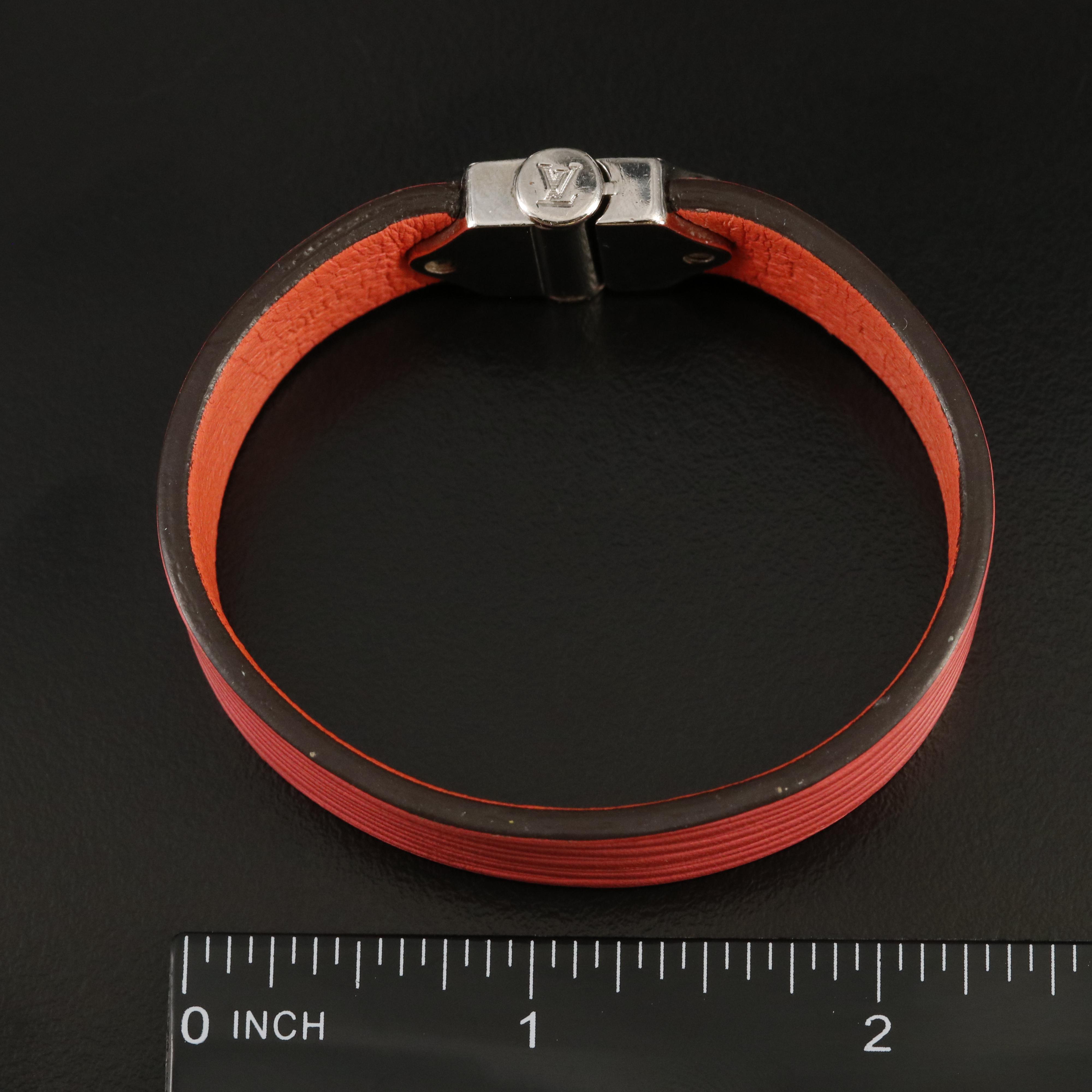 Louis Vuitton Leather Epi Spirit Bracelet Corail
