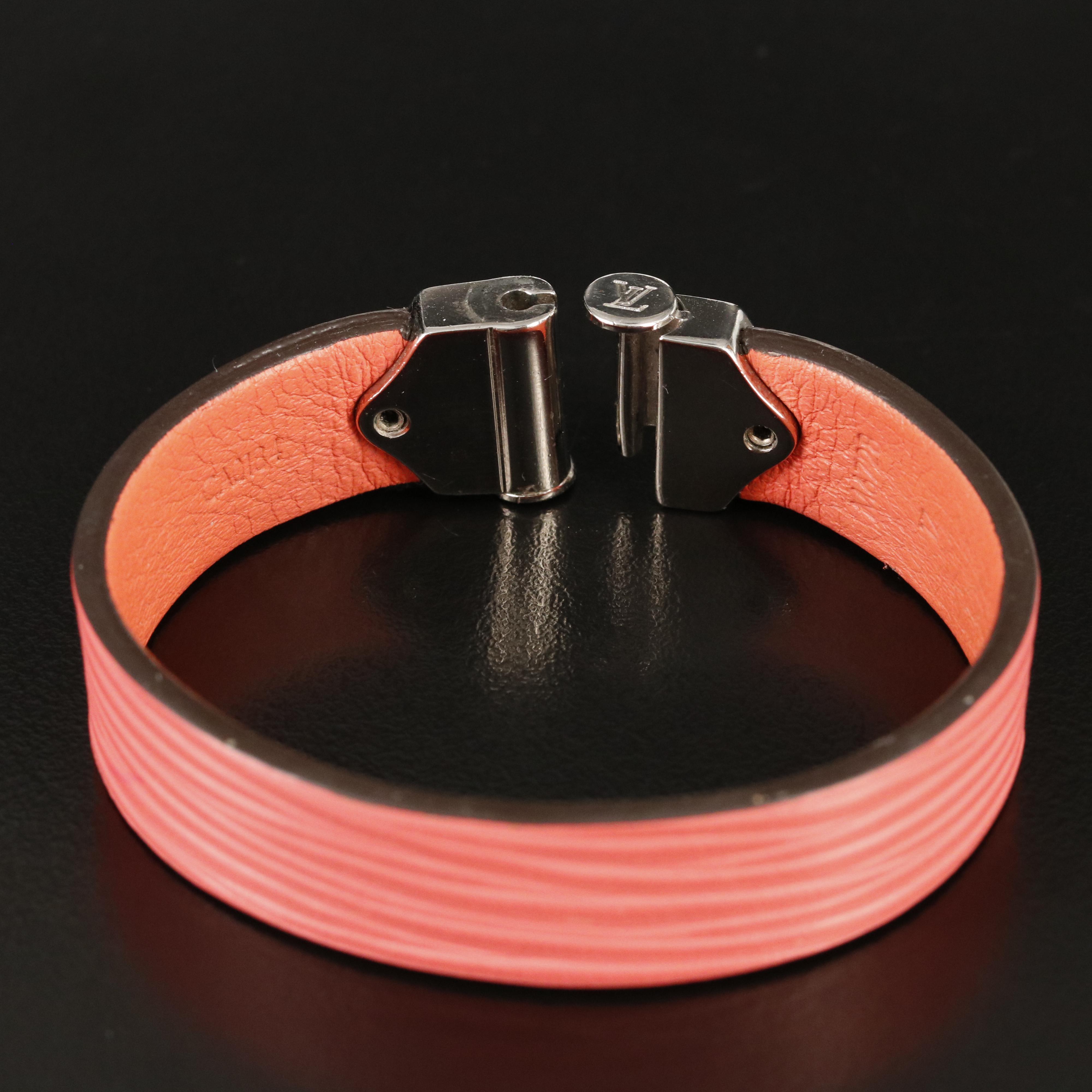 Louis Vuitton Leather Epi Spirit Bracelet Corail