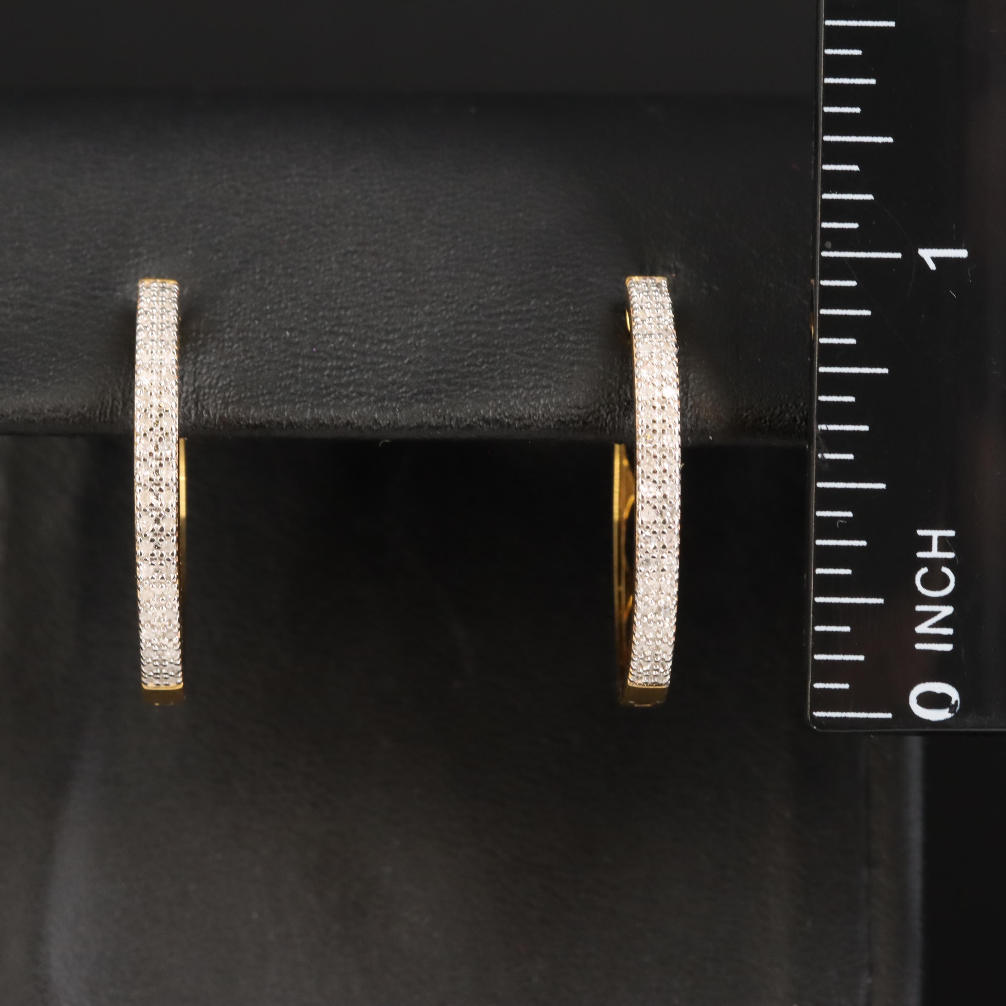 Sterling Diamond Hoop Earrings
