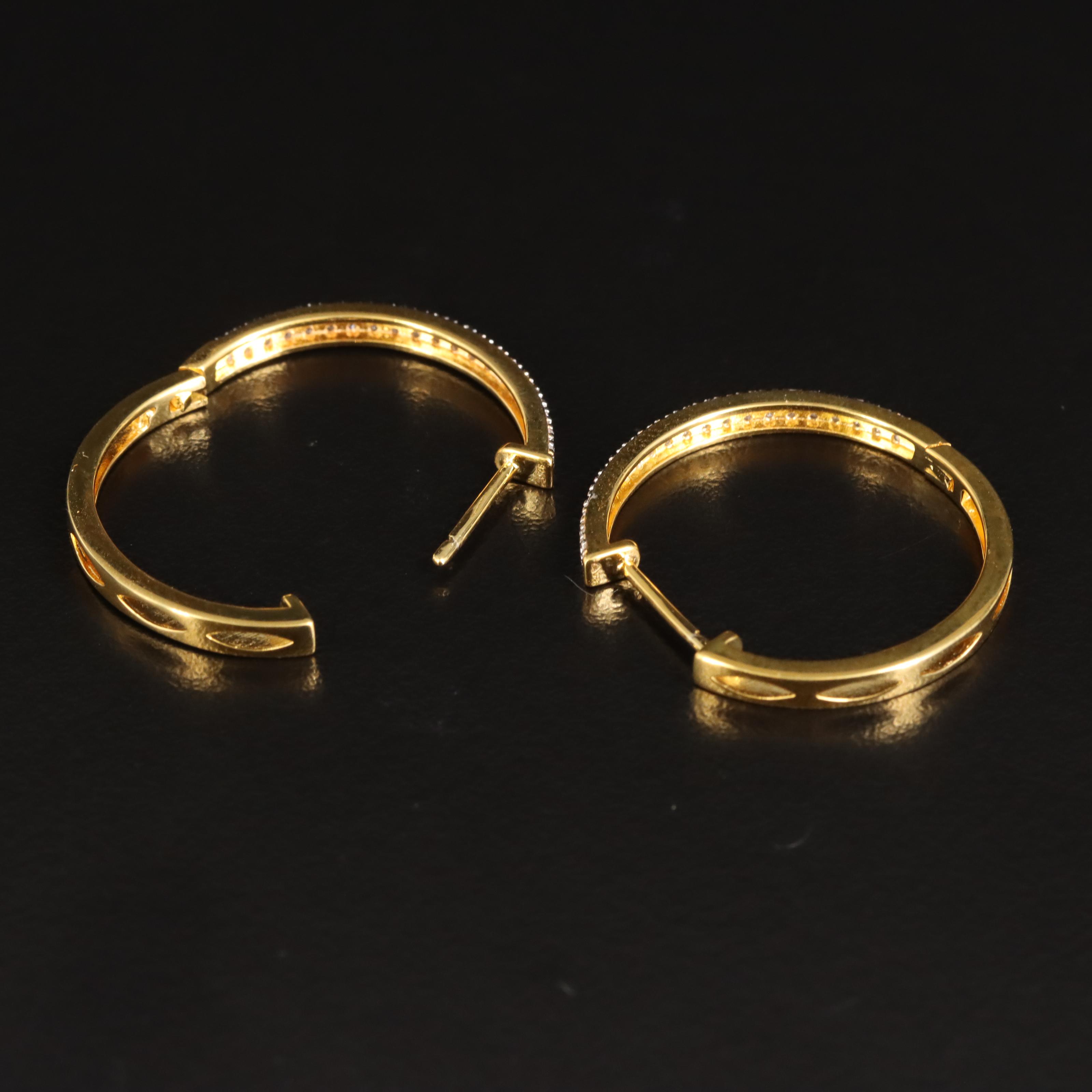 Sterling Diamond Hoop Earrings