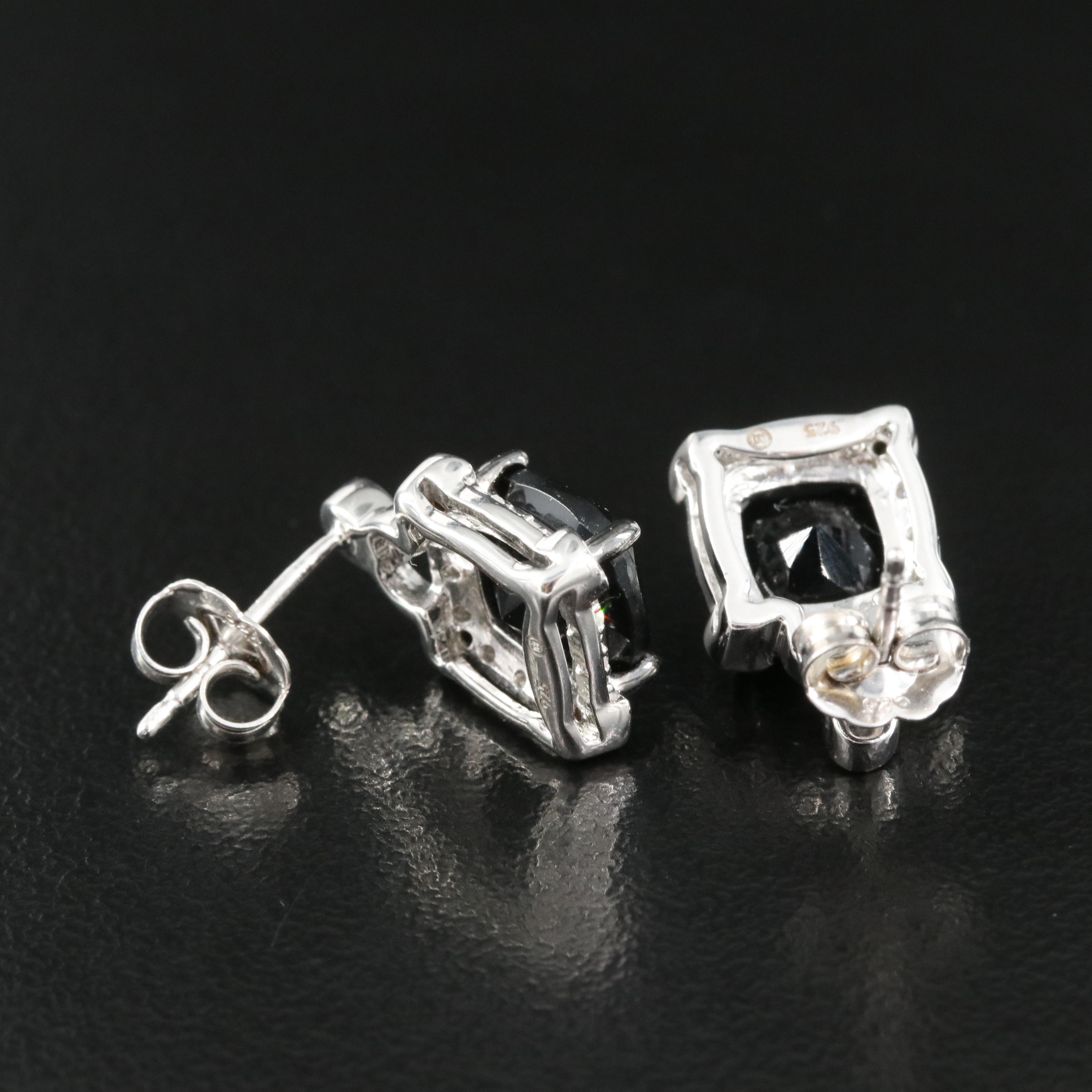 Sterling Cubic Zirconia and Diamond Earrings