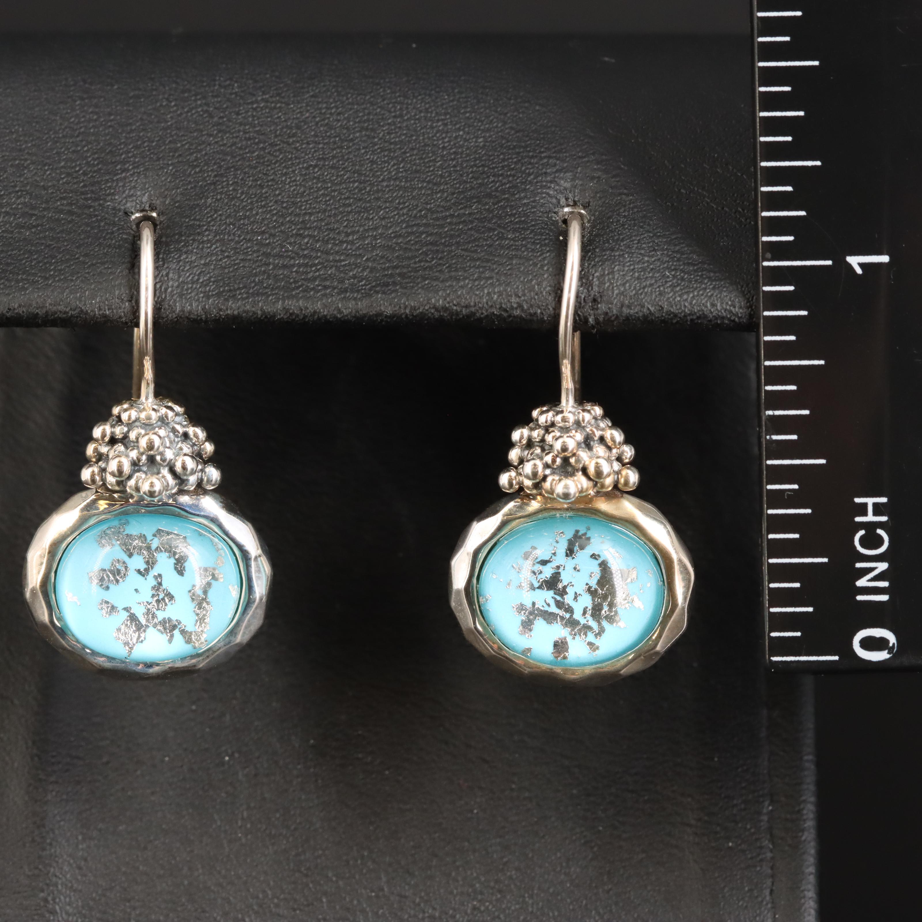 Michael Dawkins Sterling Quartz and Faux Turquoise Doublet Earrings