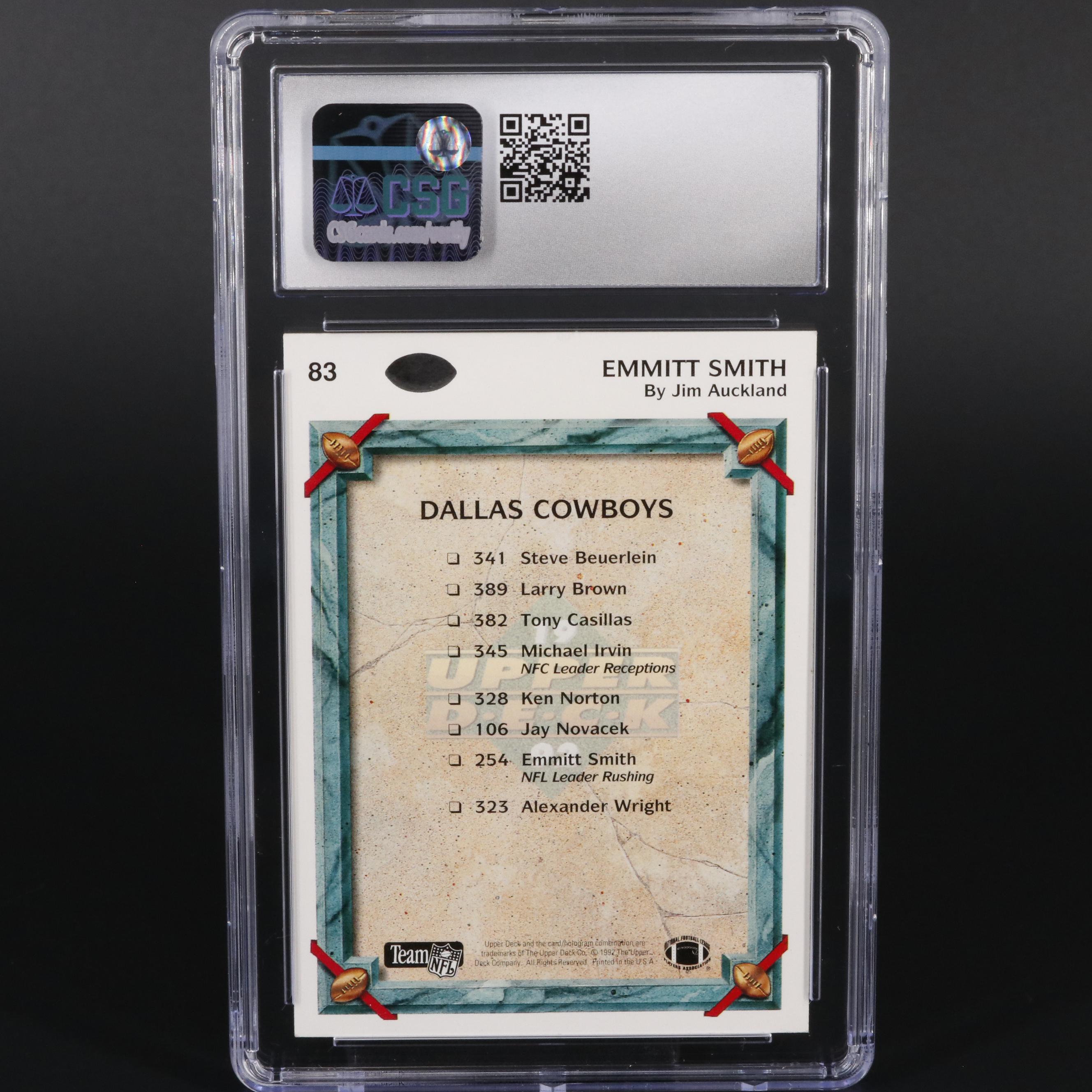 1992 Upper Deck TC Emmitt Smith #83 Graded CSG Mint 8.5 Football Player