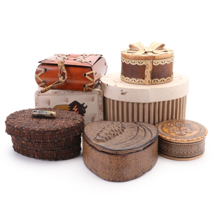 Birch, Clove, Metal and Other Wooden Handcrafted Trinket and Tea Boxes
