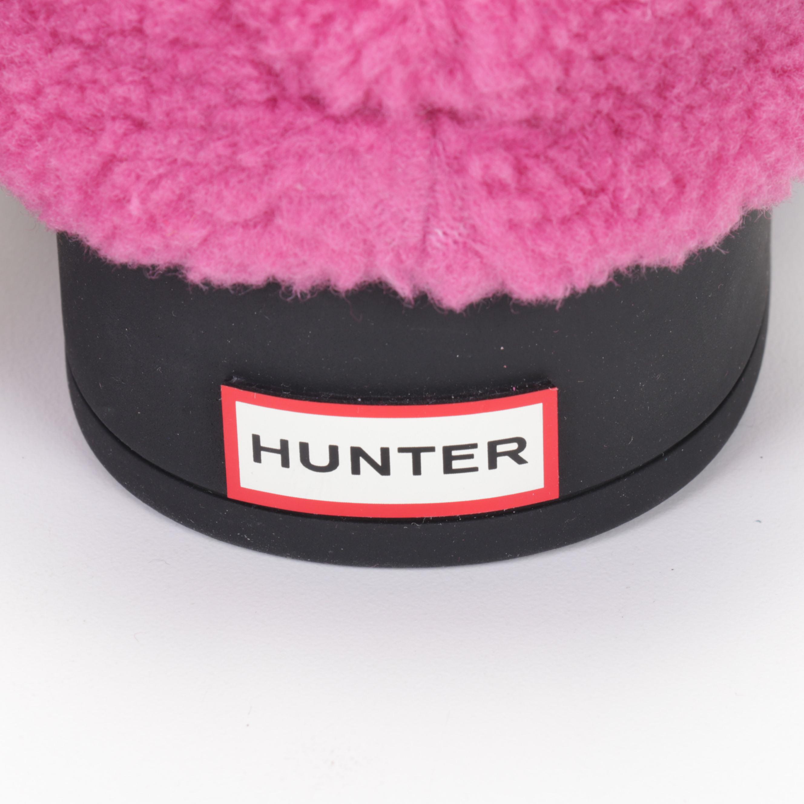 Hunter Play Black and Pink Vegan Shearling Insulated Clogs with Box