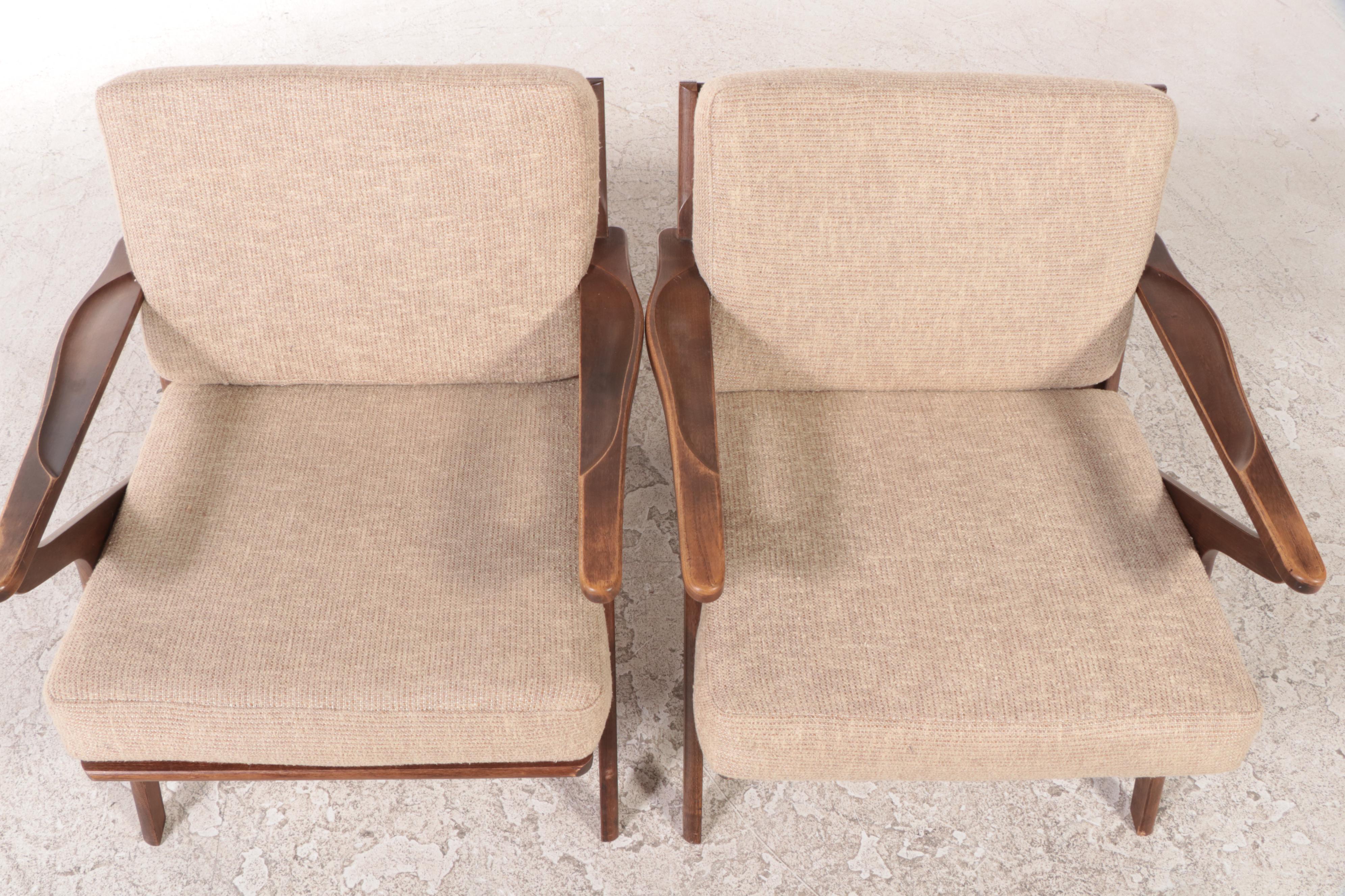 Pair of Mid Century Modern Ash Lounge Chairs