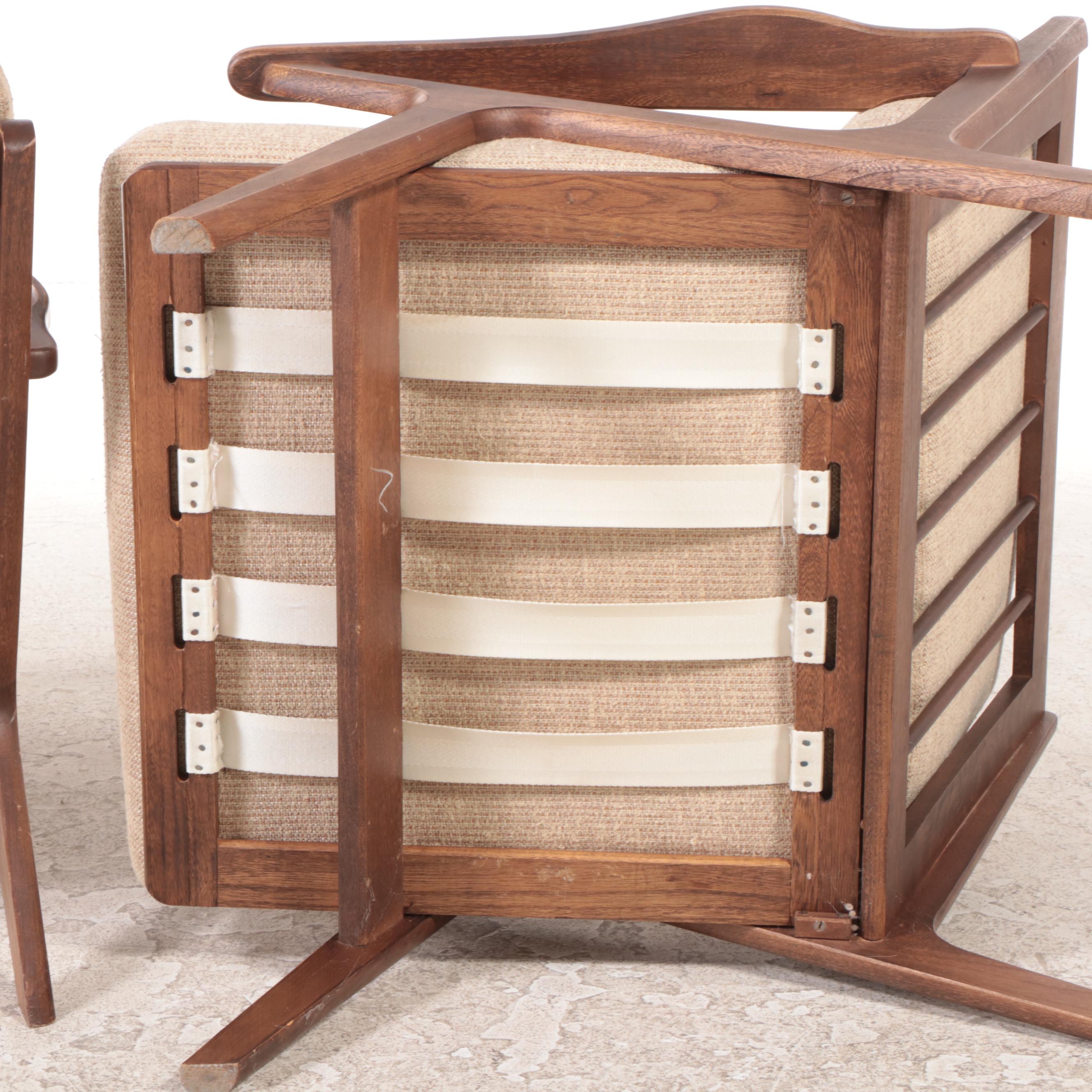 Pair of Mid Century Modern Ash Lounge Chairs