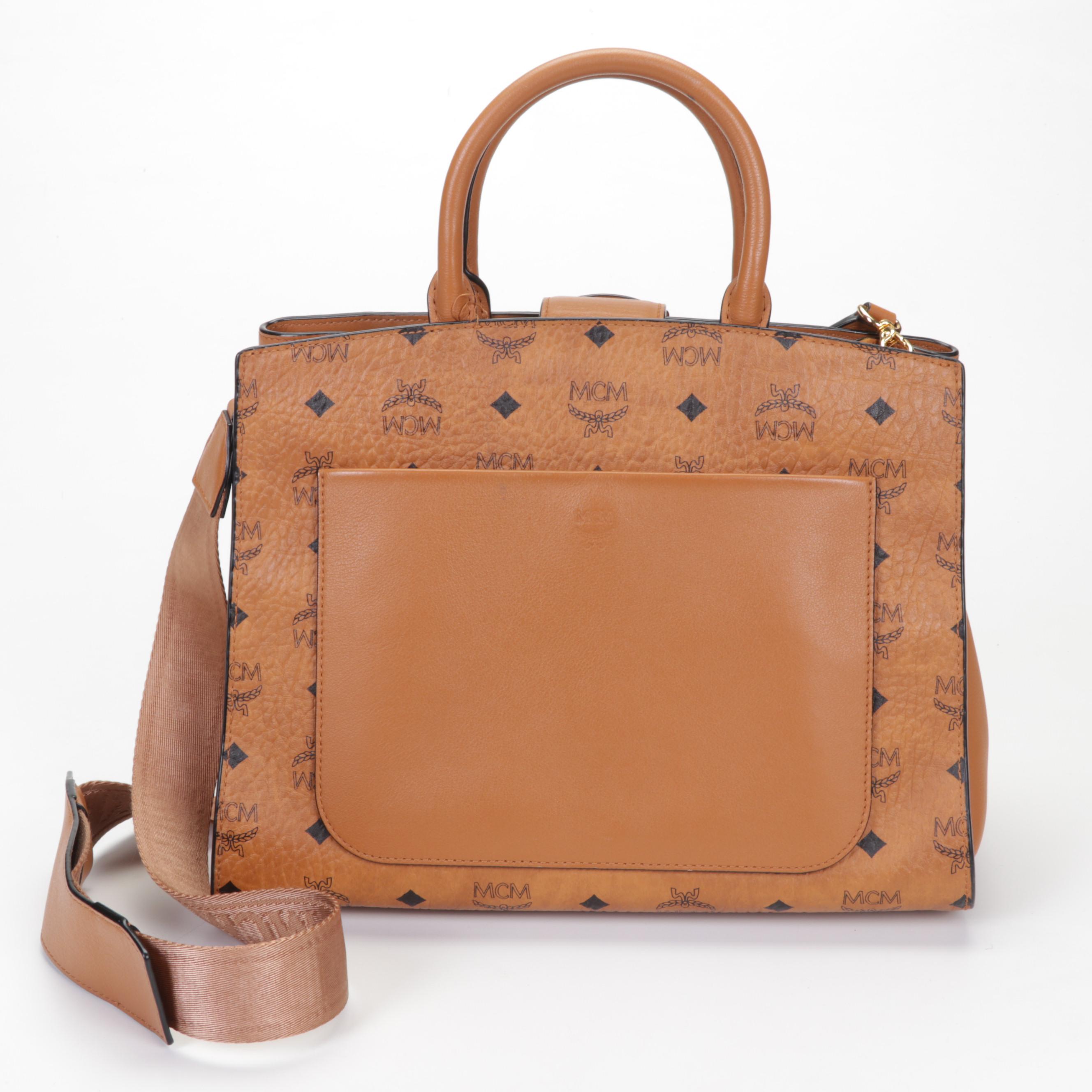 MCM Essential Tote Bag in Monogram Cognac Visetos Canvas