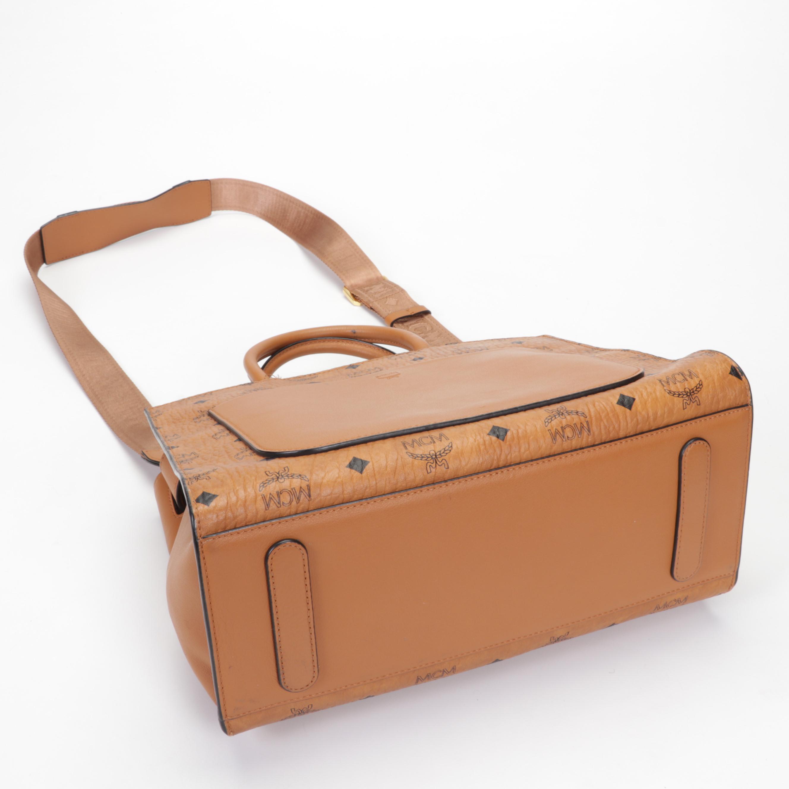 MCM Essential Tote Bag in Monogram Cognac Visetos Canvas