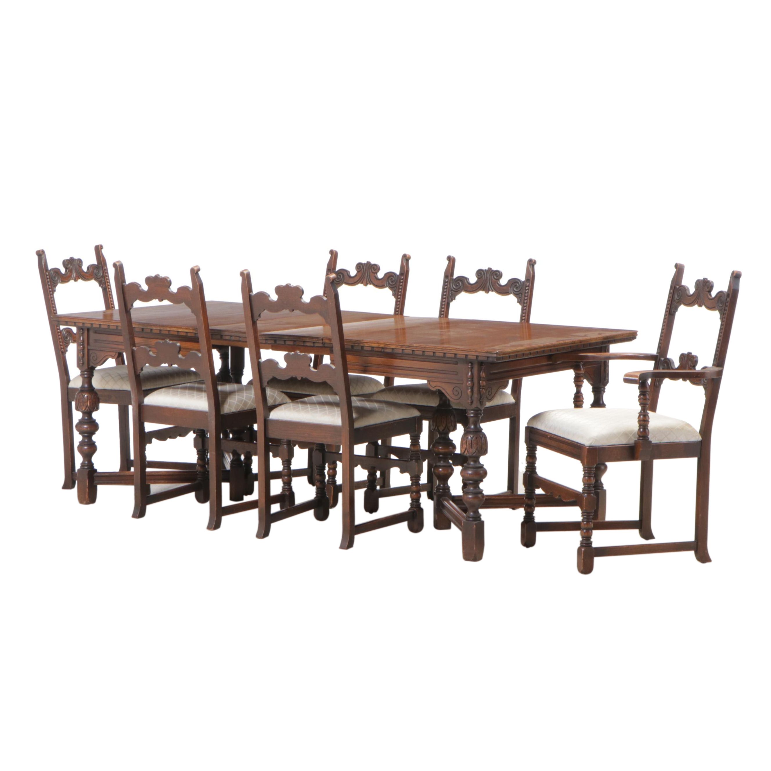 Jacobean Style Oak Dining Set, 1930s
