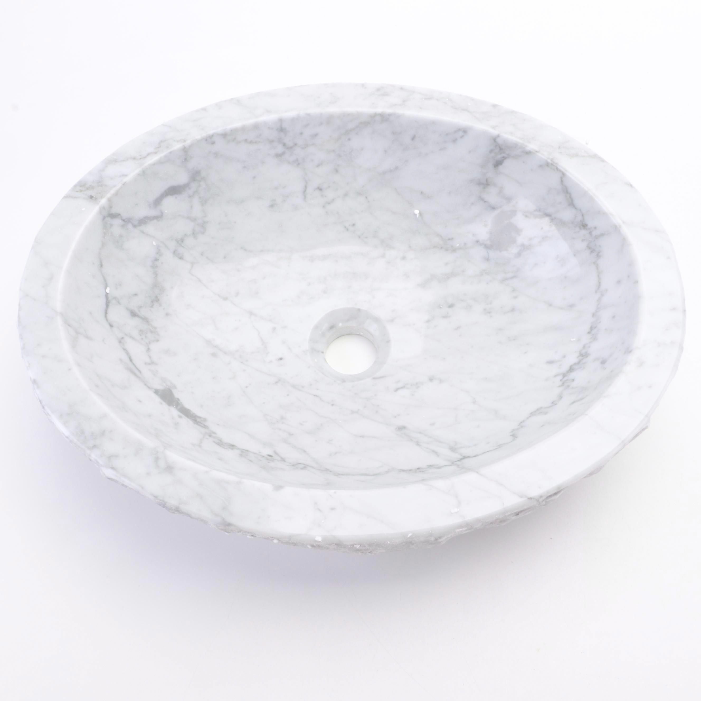 Marble Oval Sink, Matte Black Extended Press Pop-Up Drain and Widespread Faucet