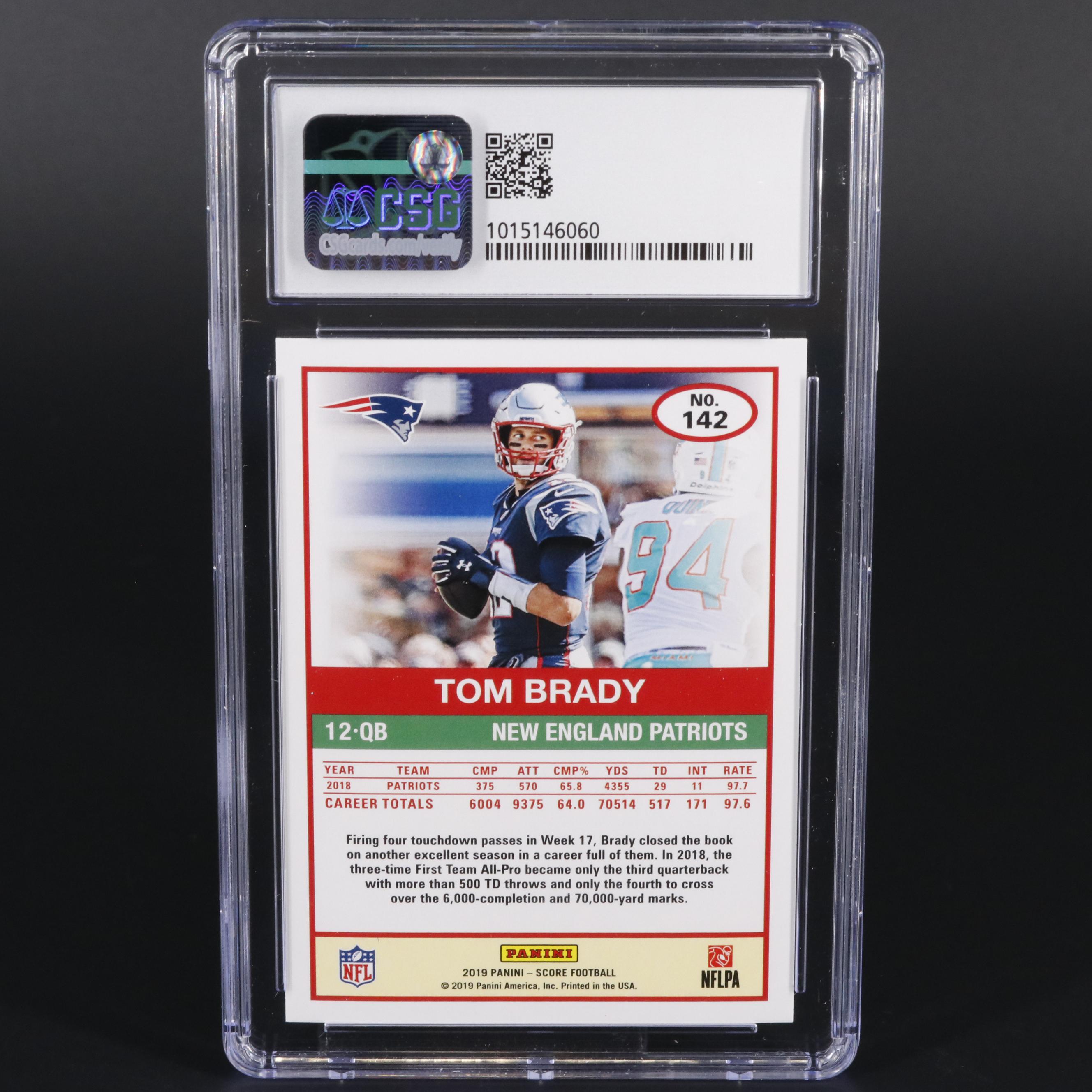 2019 Panini Score Tom Brady #142 Graded CSG Mint 9 Football Card