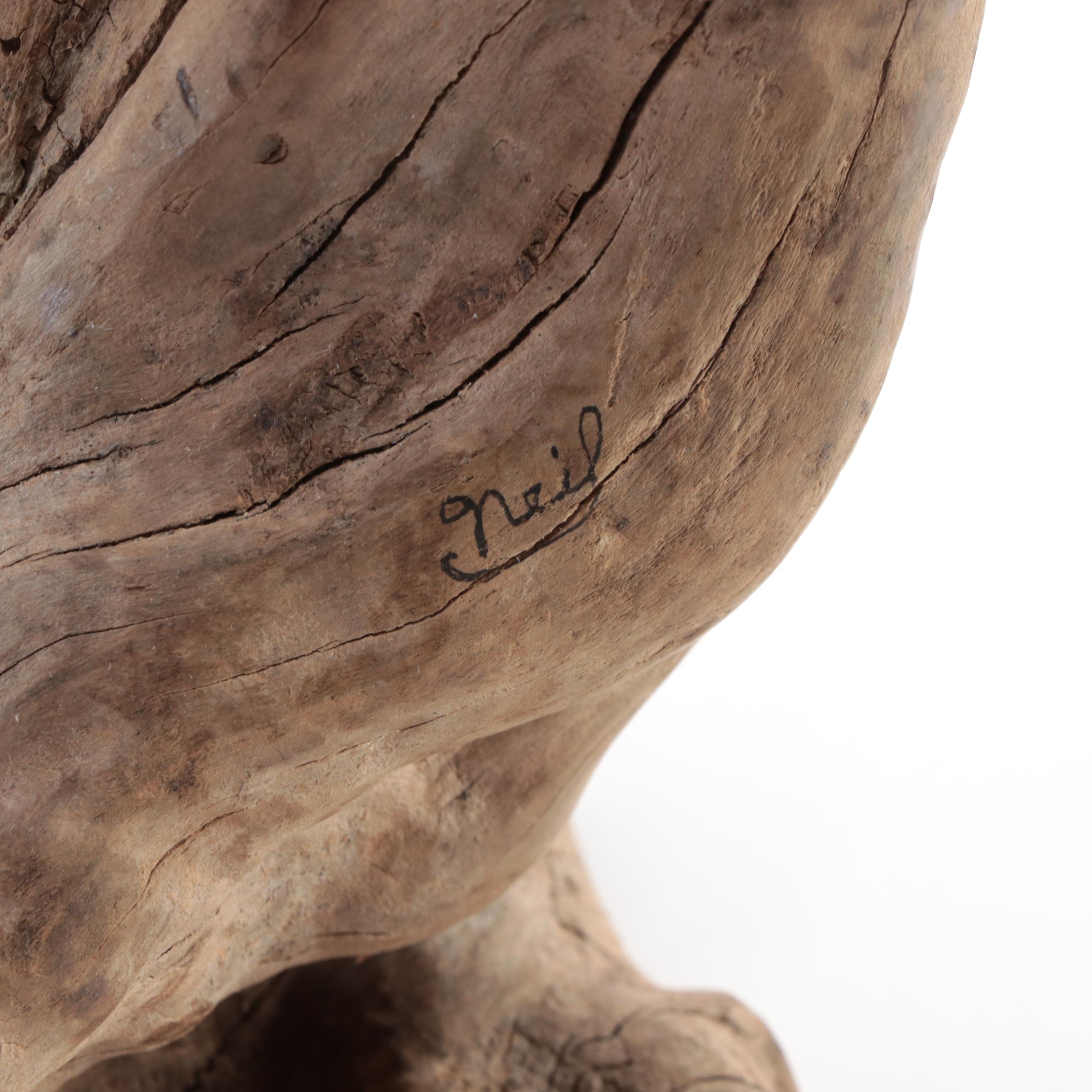 Artist Signed Assembled Landscape Sculpture with Girl on Swing