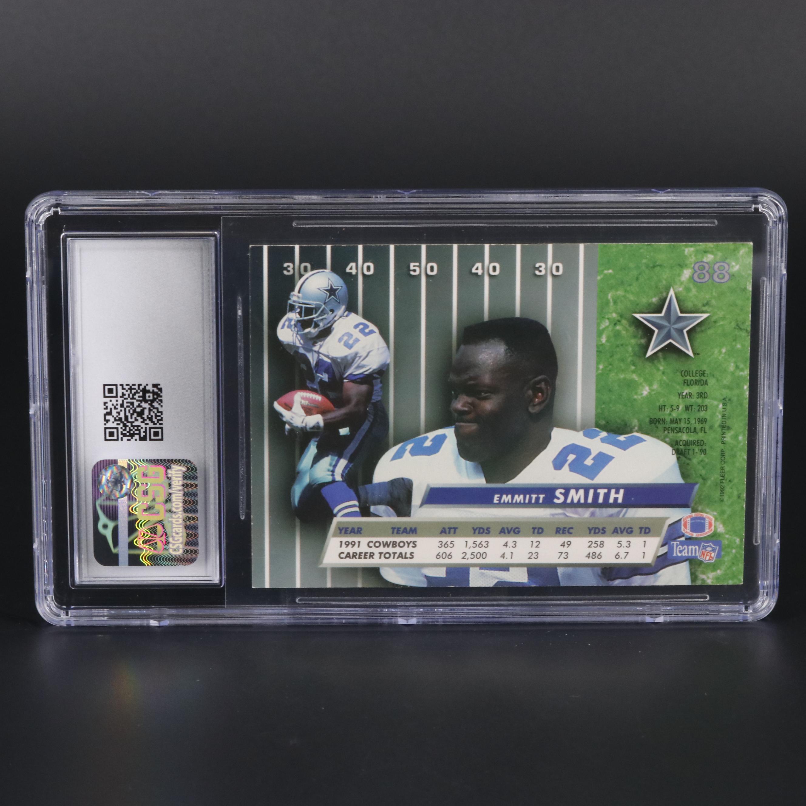 1992 Fleer Ultra Emmitt Smith #88 Graded CSG Mint 8.5 Football Card