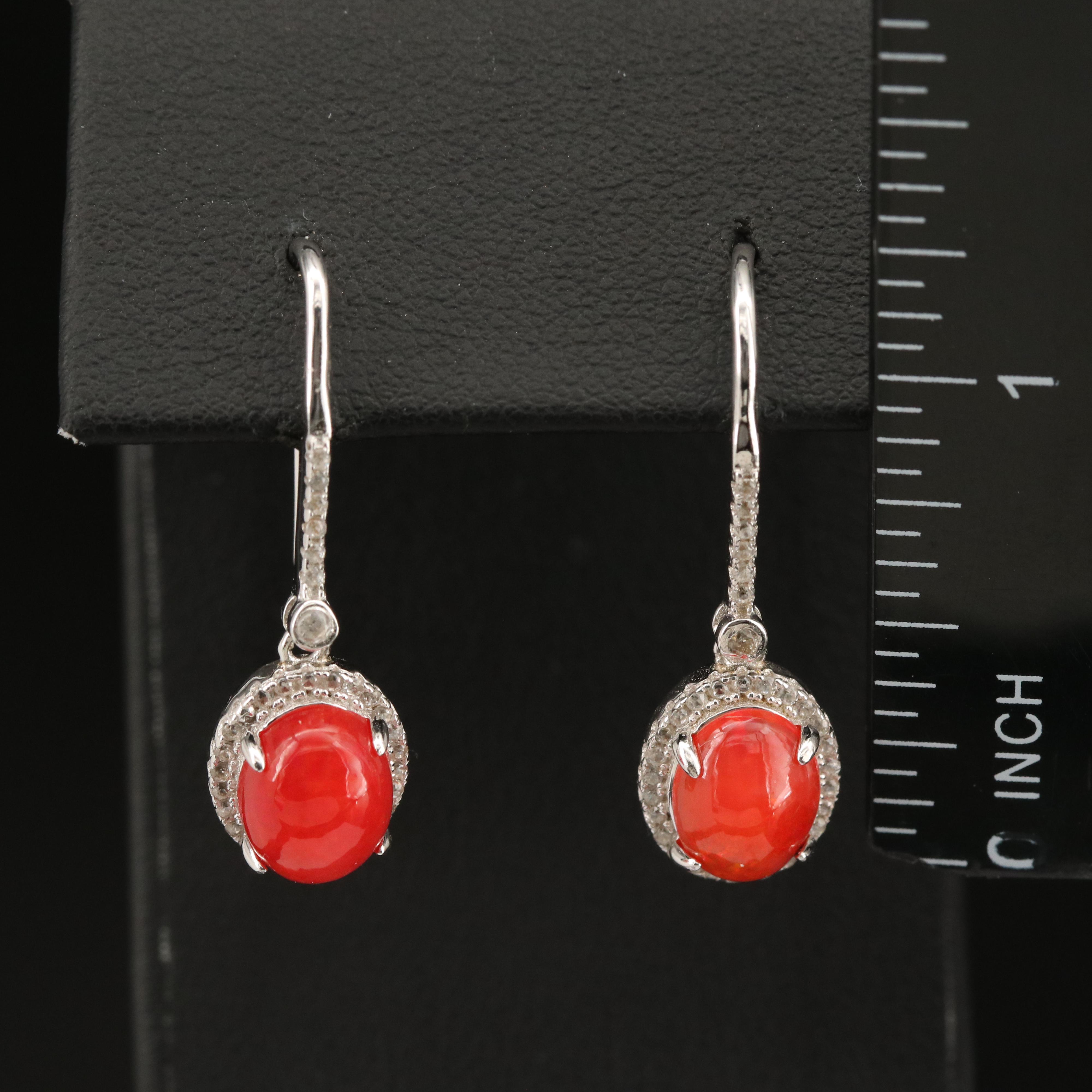 Sterling Opal and Zircon Earrings