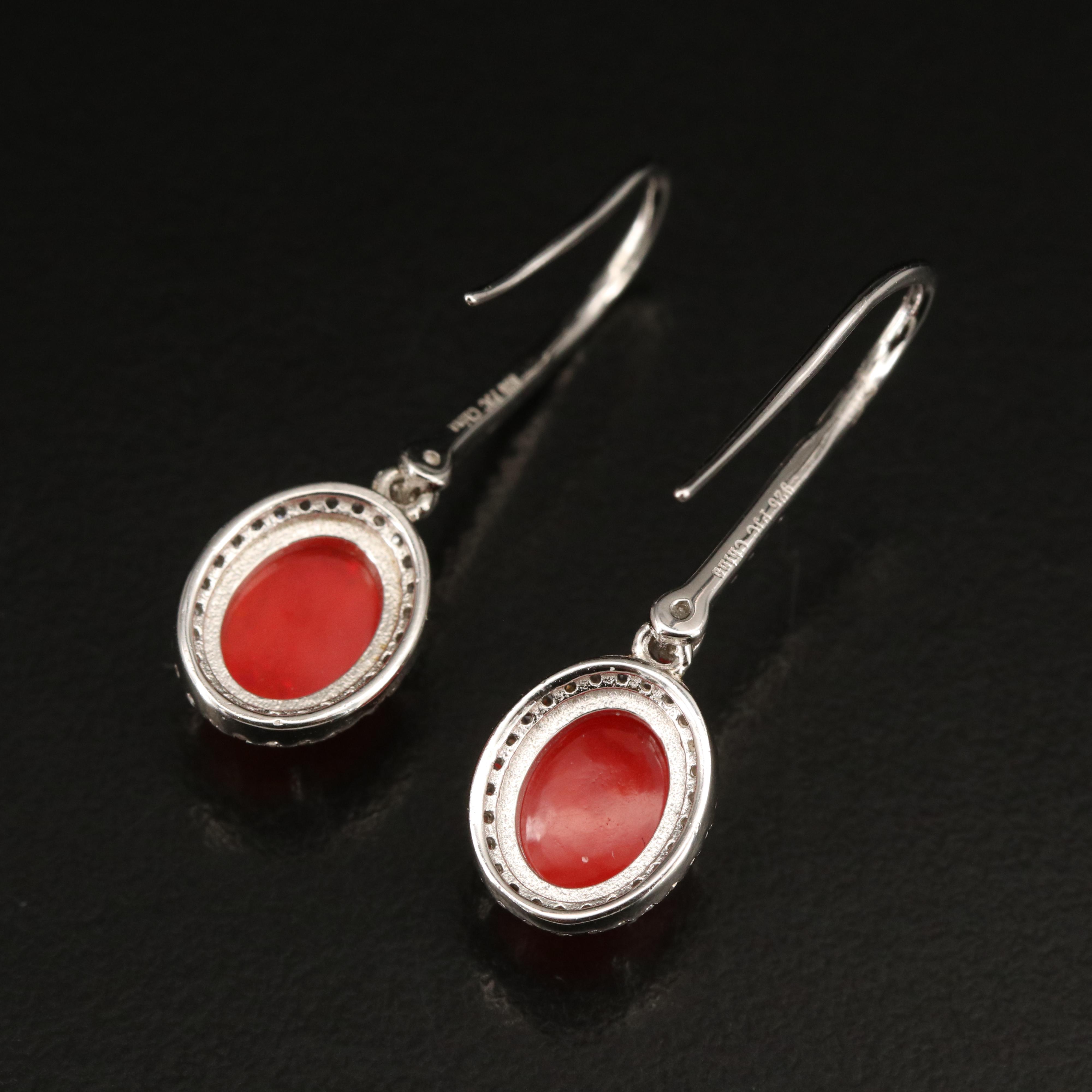 Sterling Opal and Zircon Earrings