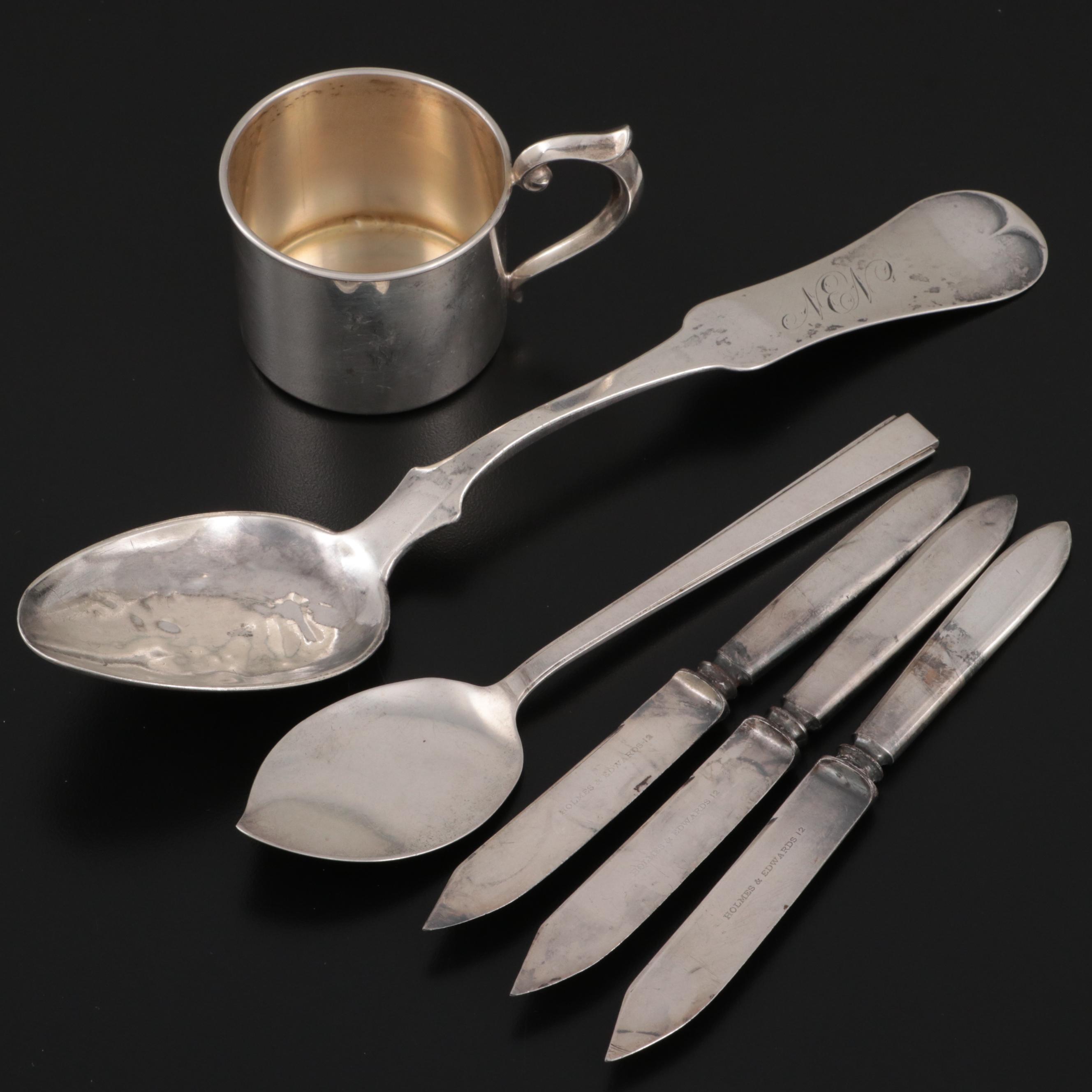 American Sterling Silver and Other Coin Silver Flatware and Baby Cup