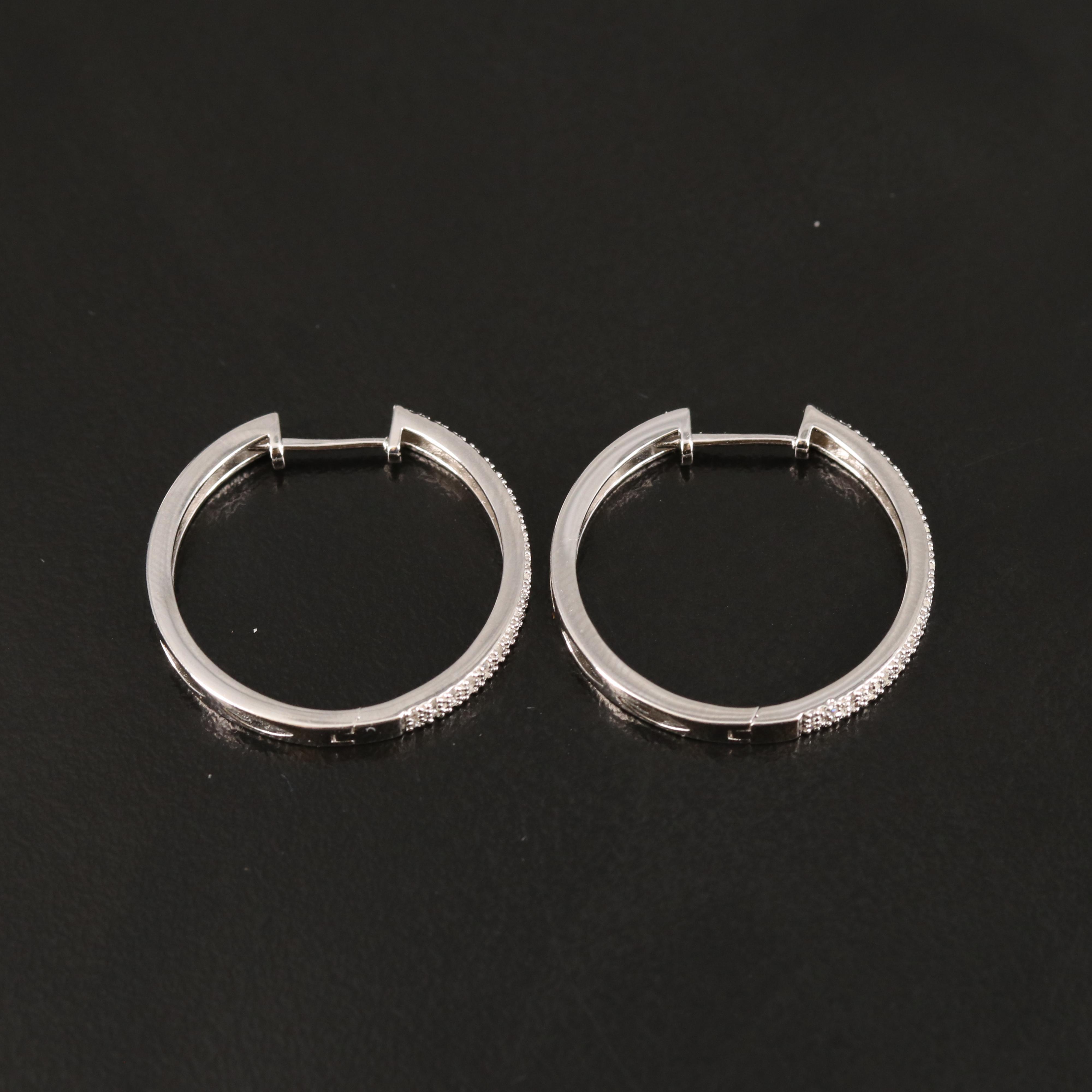 Diamond Hoop Earrings in Sterling