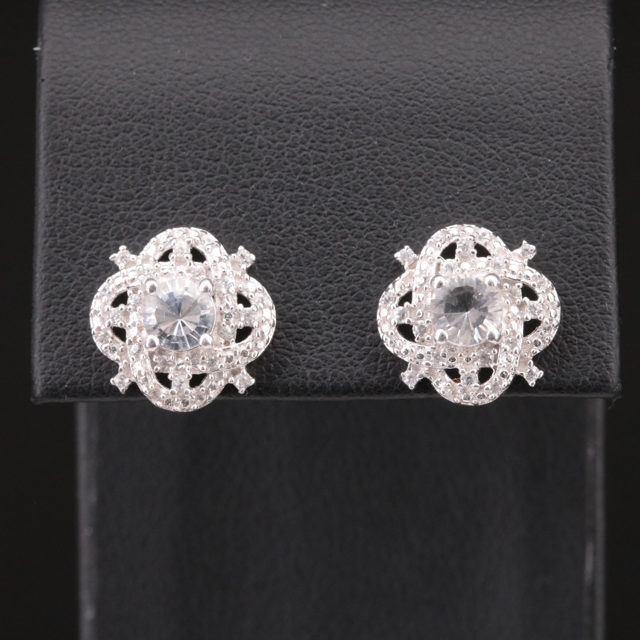 Sterling Petalite and Zircon Earrings
