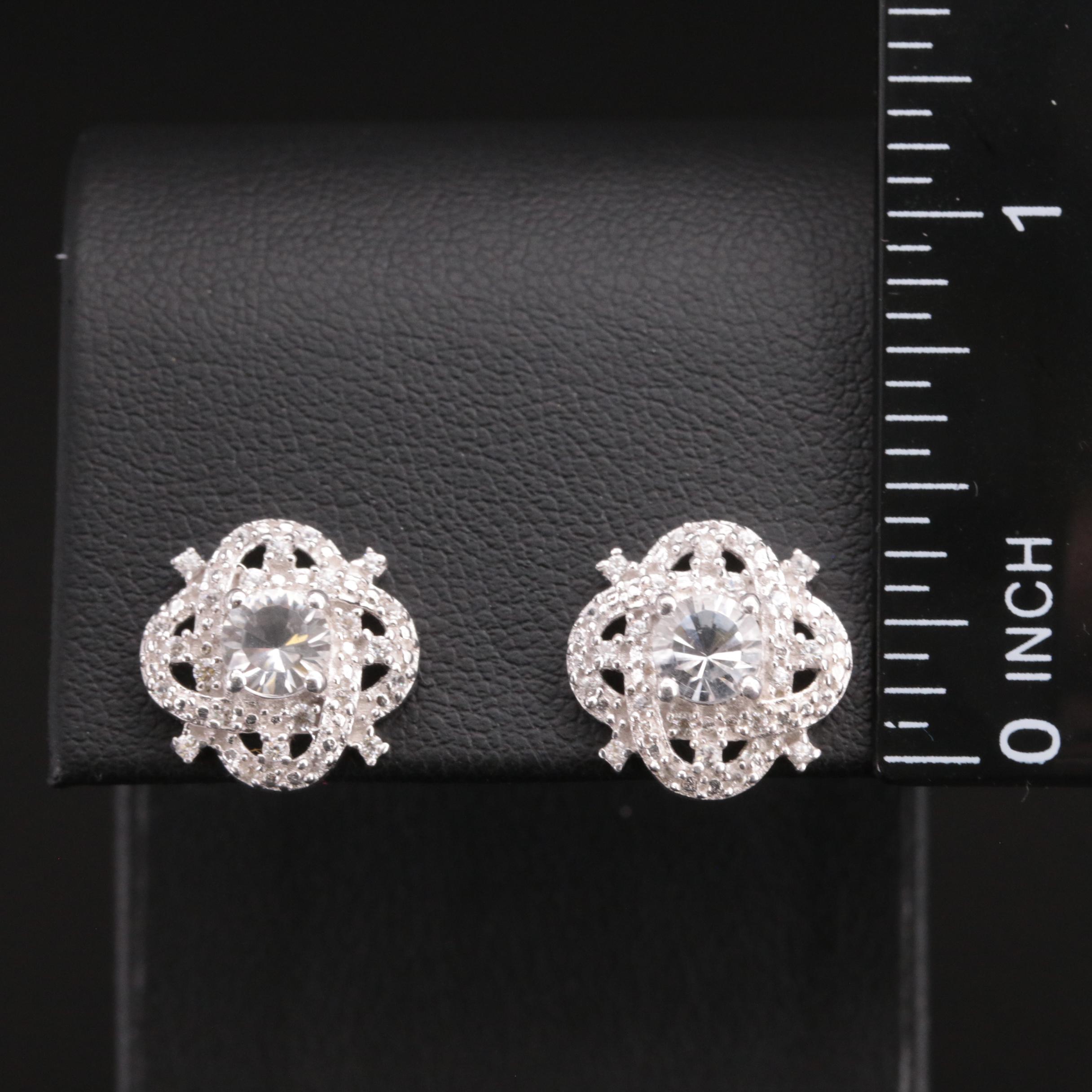 Sterling Petalite and Zircon Earrings