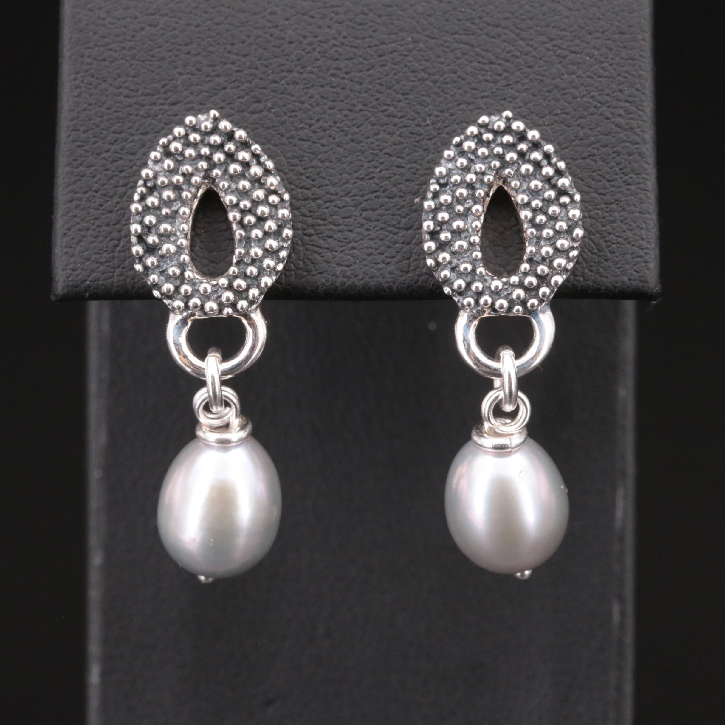 Michael Dawkins Sterling Pearl Earrings